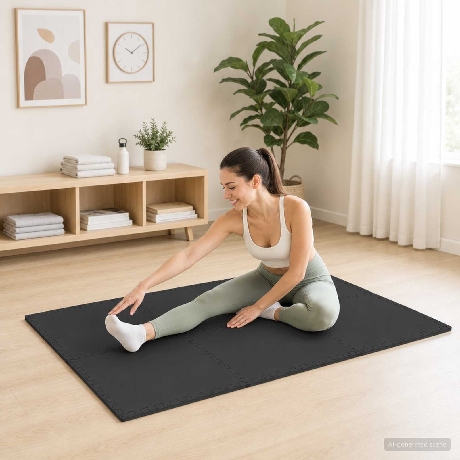 vidaXL Bodenmatte Fußmatten 24 stk. Schwarz 8,64 m² EVA-Schaum (24-St) – Bild 2 von 5