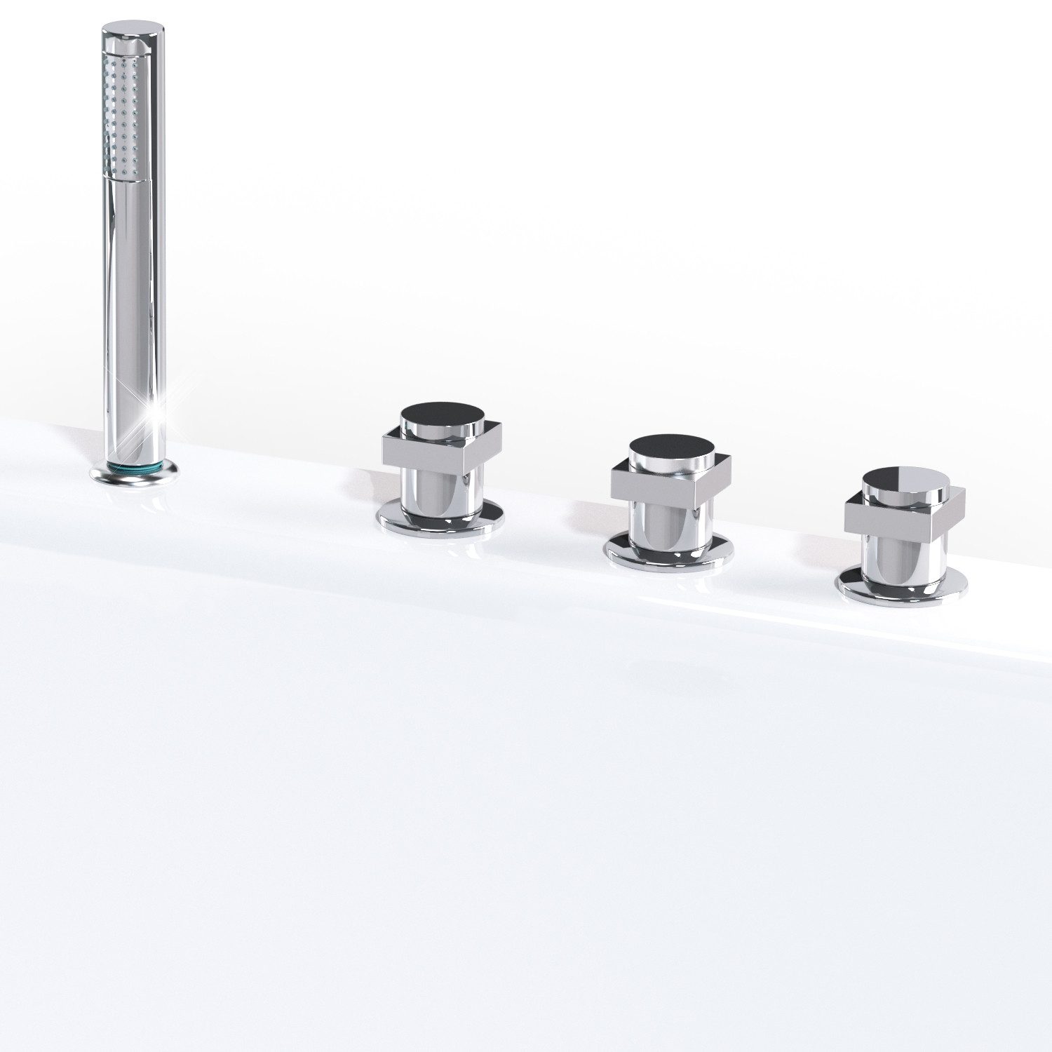 AQUADE Wannenarmatur Randarmatur mit Handbrause für Badewanne Whirlpool