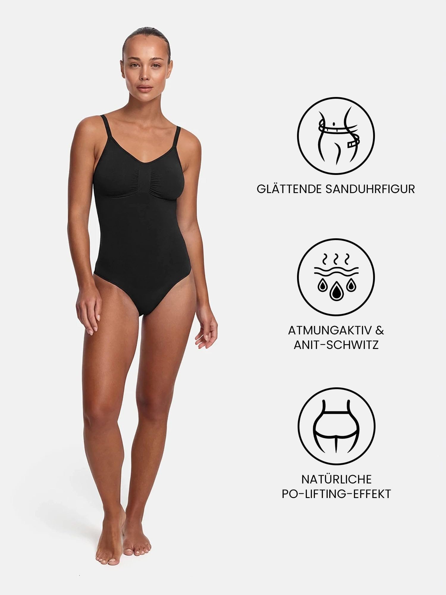 cfab (creamy fabrics) Miederbody Bodysuit Sculpting Shapewear mit Slip-Poison Green-XL (1-tlg) Figurformend