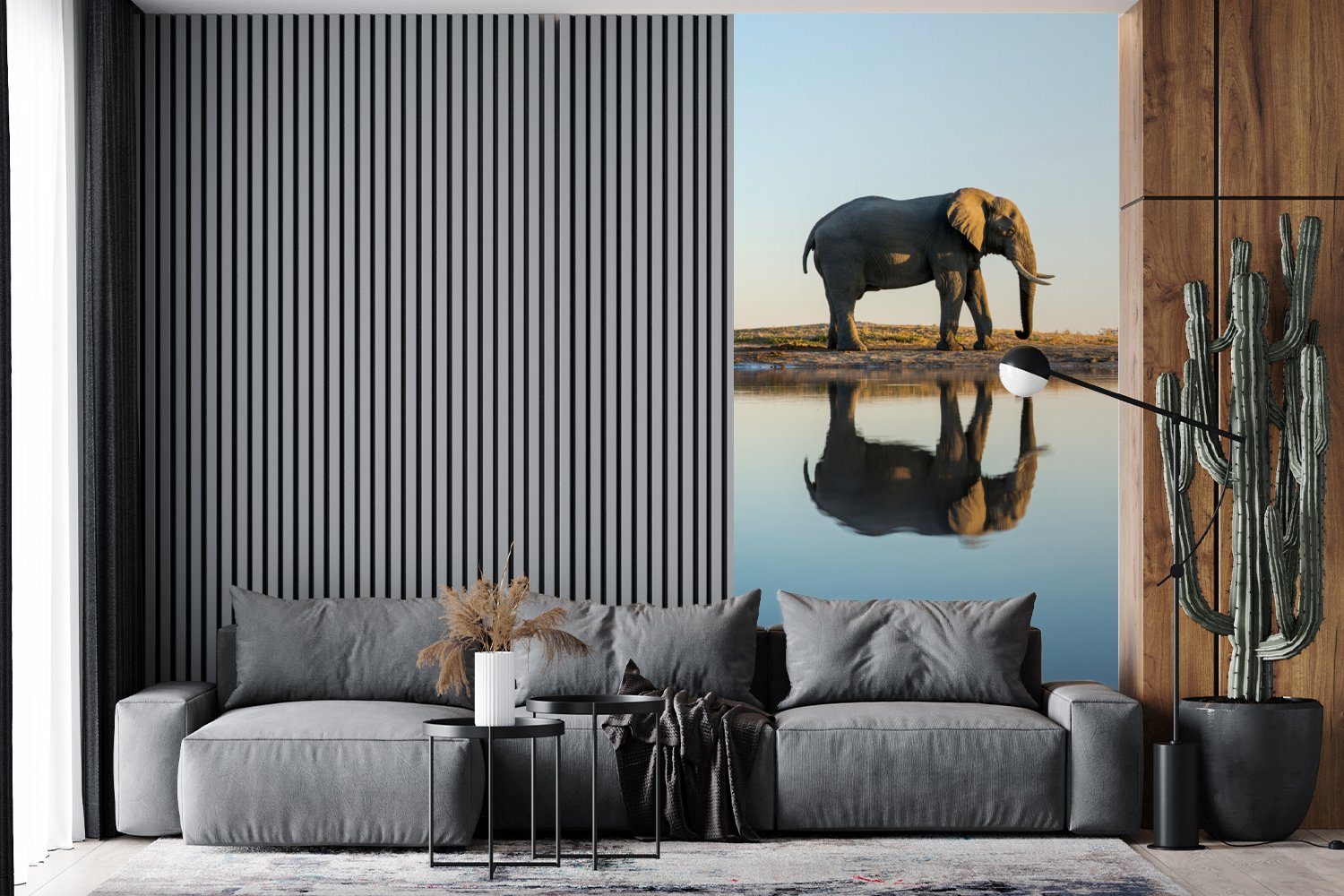 Matt, - Schlafzimmer Tiere St), Elefant Vliestapete - (2 Fototapete bedruckt, Natur, - - für Wasser Fototapete Küche, MuchoWow Bäume Wohnzimmer