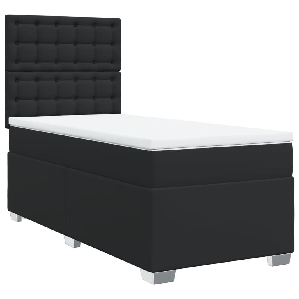 vidaXL Bett Boxspringbett mit Matratze Schwarz 80x200 cm Kunstleder