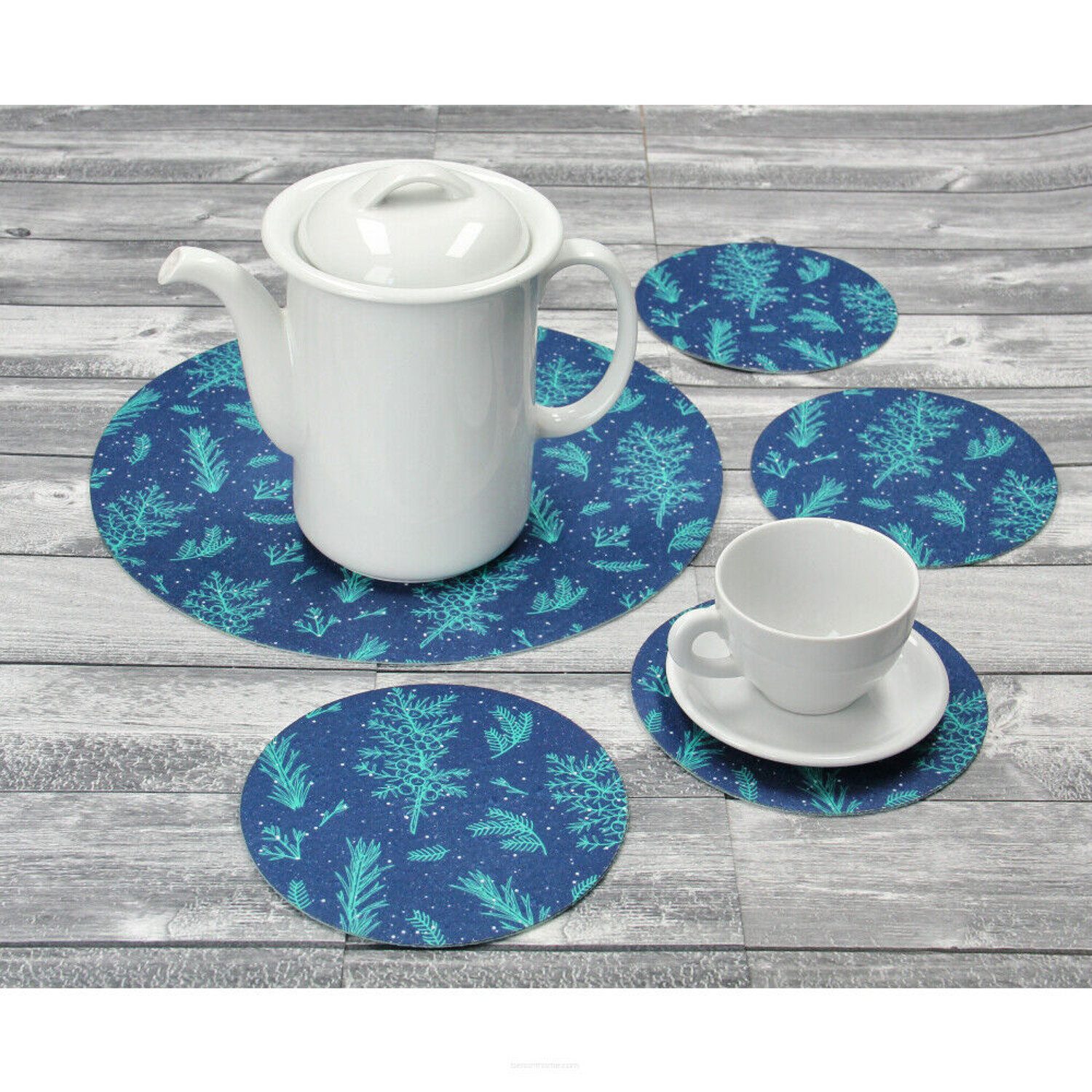 Bertoni Platzset 1x 33 cm, 4x 16 cm, Set runde Tischuntersetzer 1+4 mit Motiv