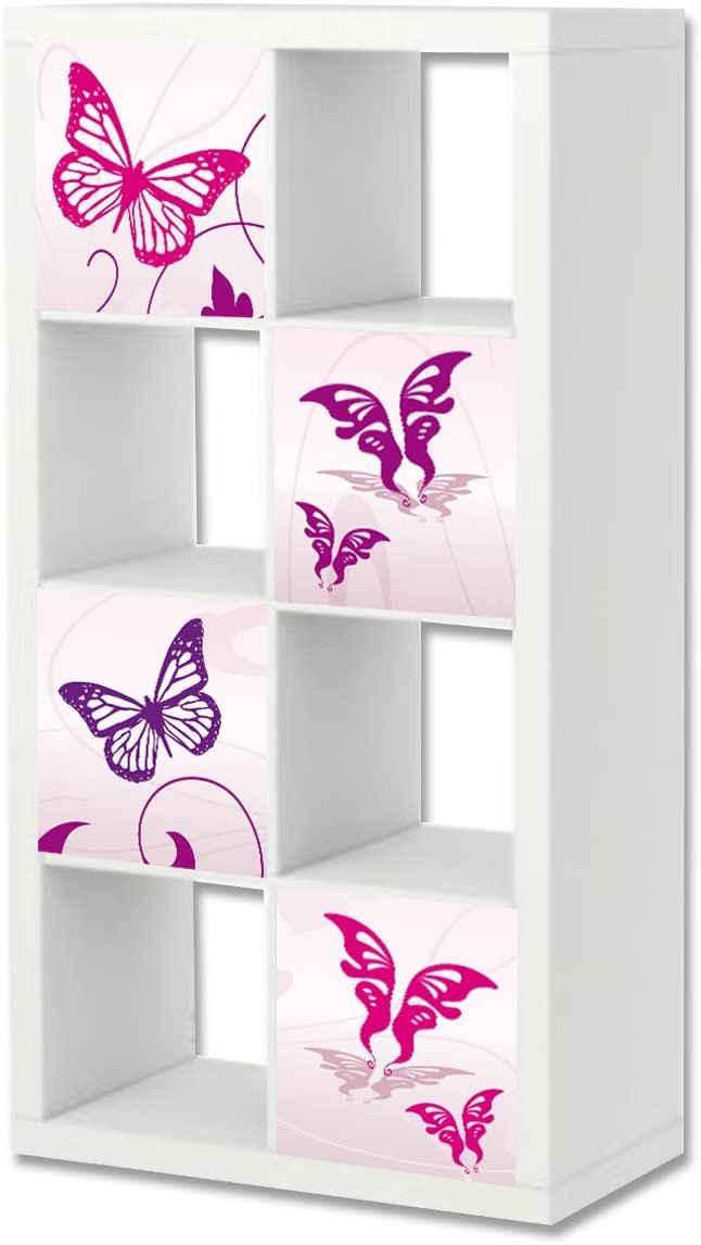 STIKKIPIX Möbelfolie ER22, (MÖBEL NICHT INKLUSIVE) Pink Butterfly Möbelfolie, Aufkleber-Set passend für das Regal EXPEDIT/KALLAX von IKEA