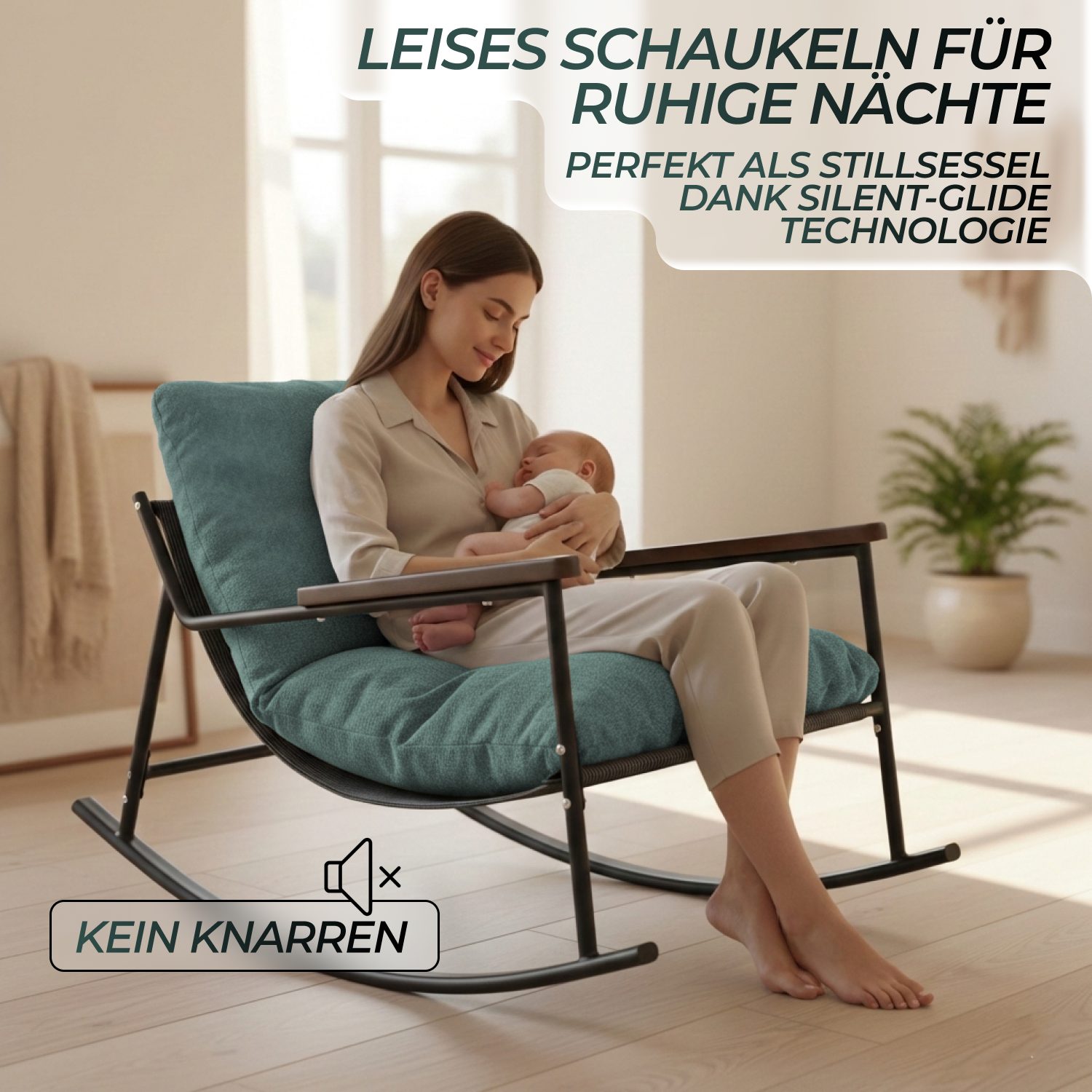 Allyson Schaukelsessel Retro Schaukelstuhl Cord Relaxsessel Polstersessel Metallgestell (Einzelstück, Einzelartikel), Hochwertiger Cord-Bezug; Soft-Touch Haptik; Inklusive Montagesatz