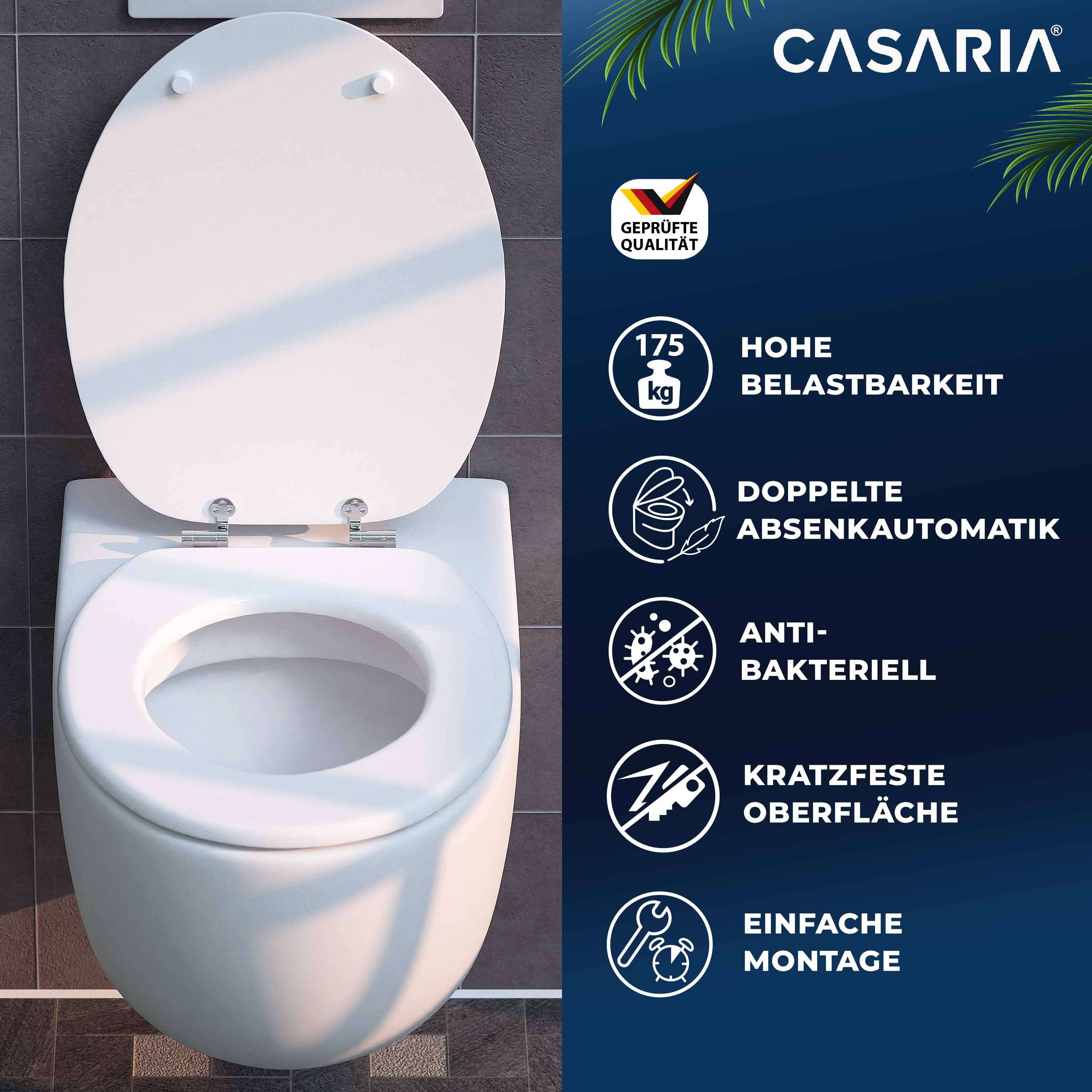 Casaria WC-Sitz, Doppelte Absenkautomatik MDF Holz hygienisch Toilettensitz günstig online kaufen