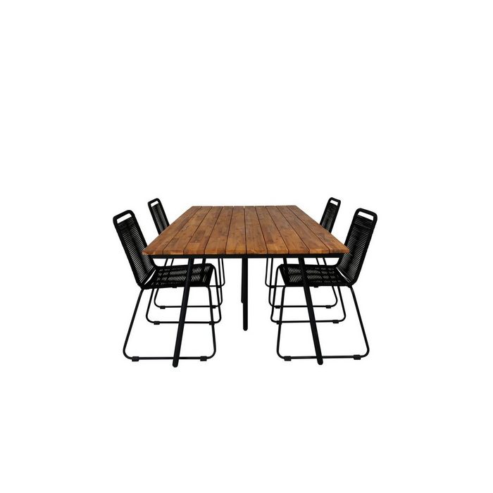 ebuy24 Garten-Essgruppe Chan Gartenset Tisch 100x200cm und 4 Stühle stabel