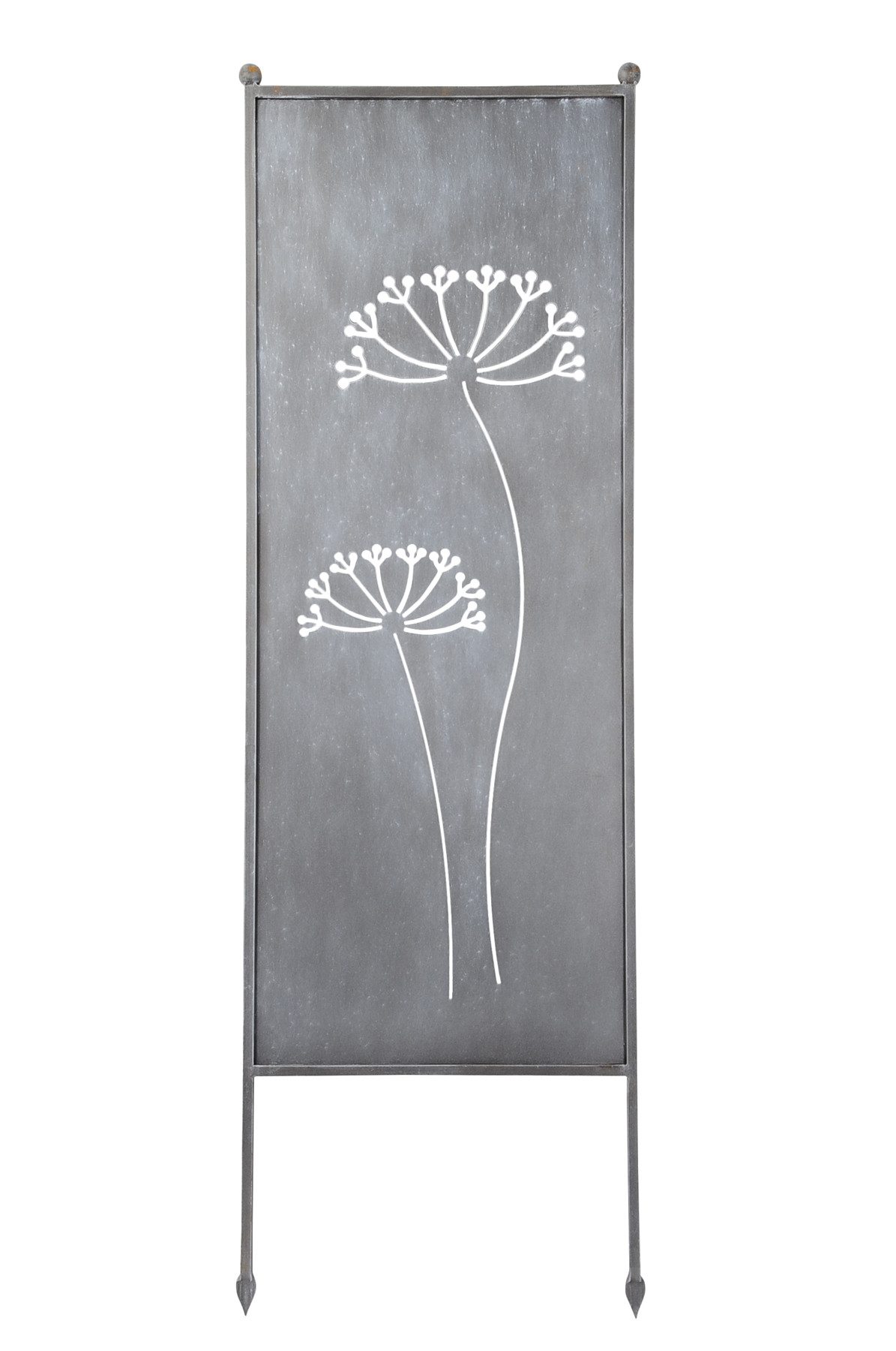finehomegarden Gartenstecker Stele Metall Dolde Sichtschutz grau (1-St) Windschutz Outdoor H205cm B64cm Dekowand Garten / Spedition