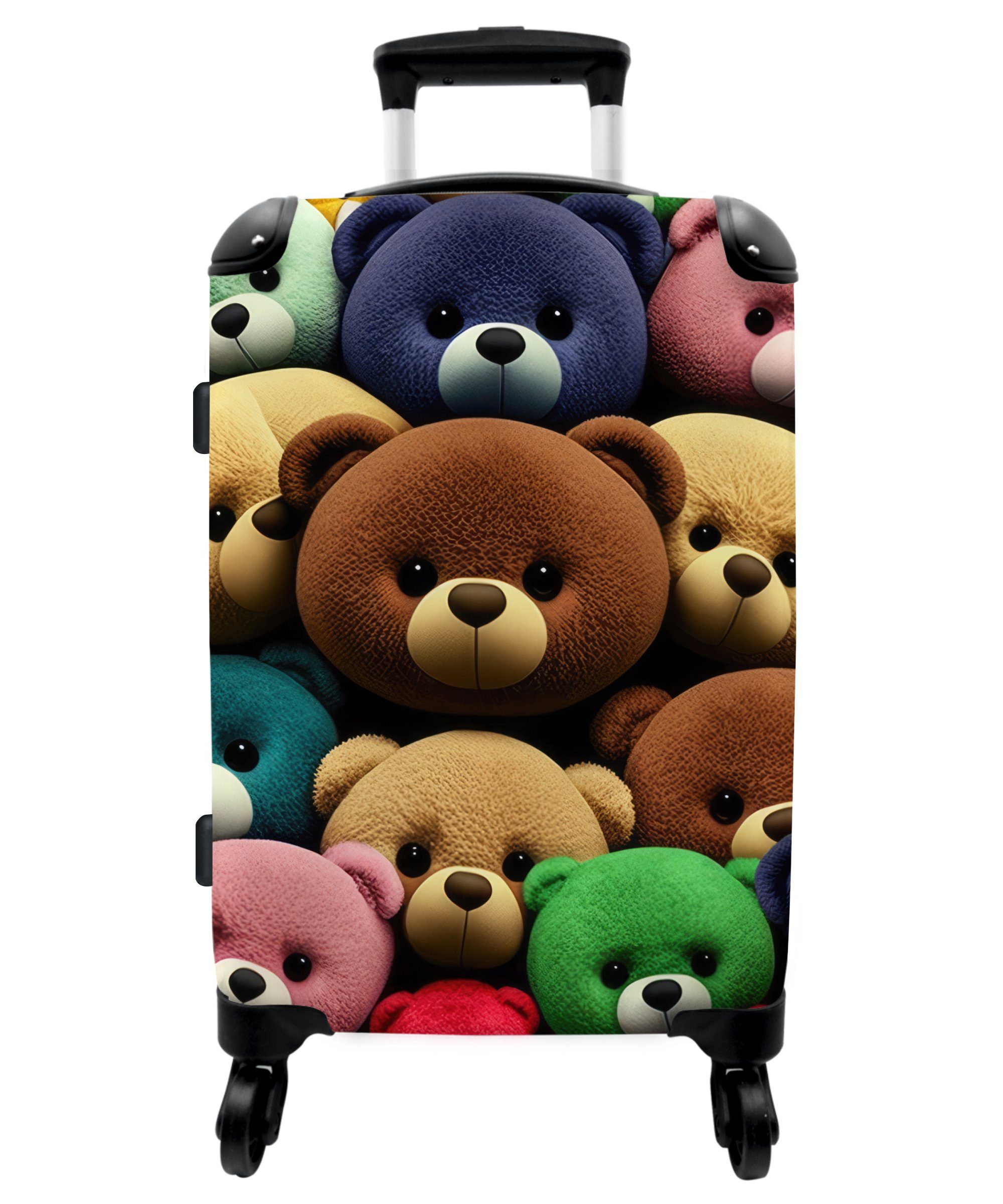 NoBoringSuitcases.com© Koffer Teddybär - Teddy - Design - Kinder  67x43x25cm, 4 Rollen, Mittelgroßer Koffer für Kinder, Trolley