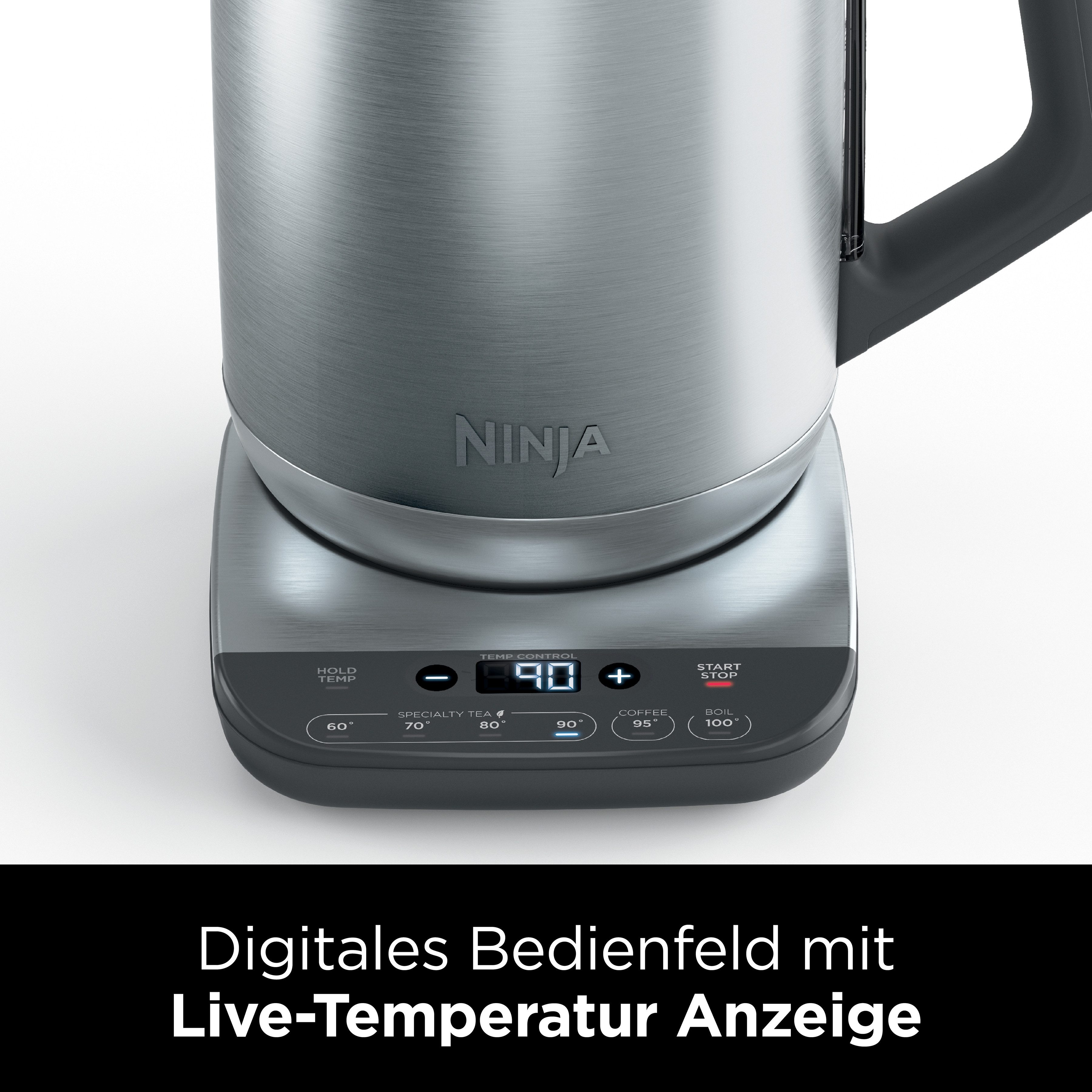 NINJA Wasserkocher KT201EU, 1,7 l, 3000 W, 40-100 °C, Edelstahl