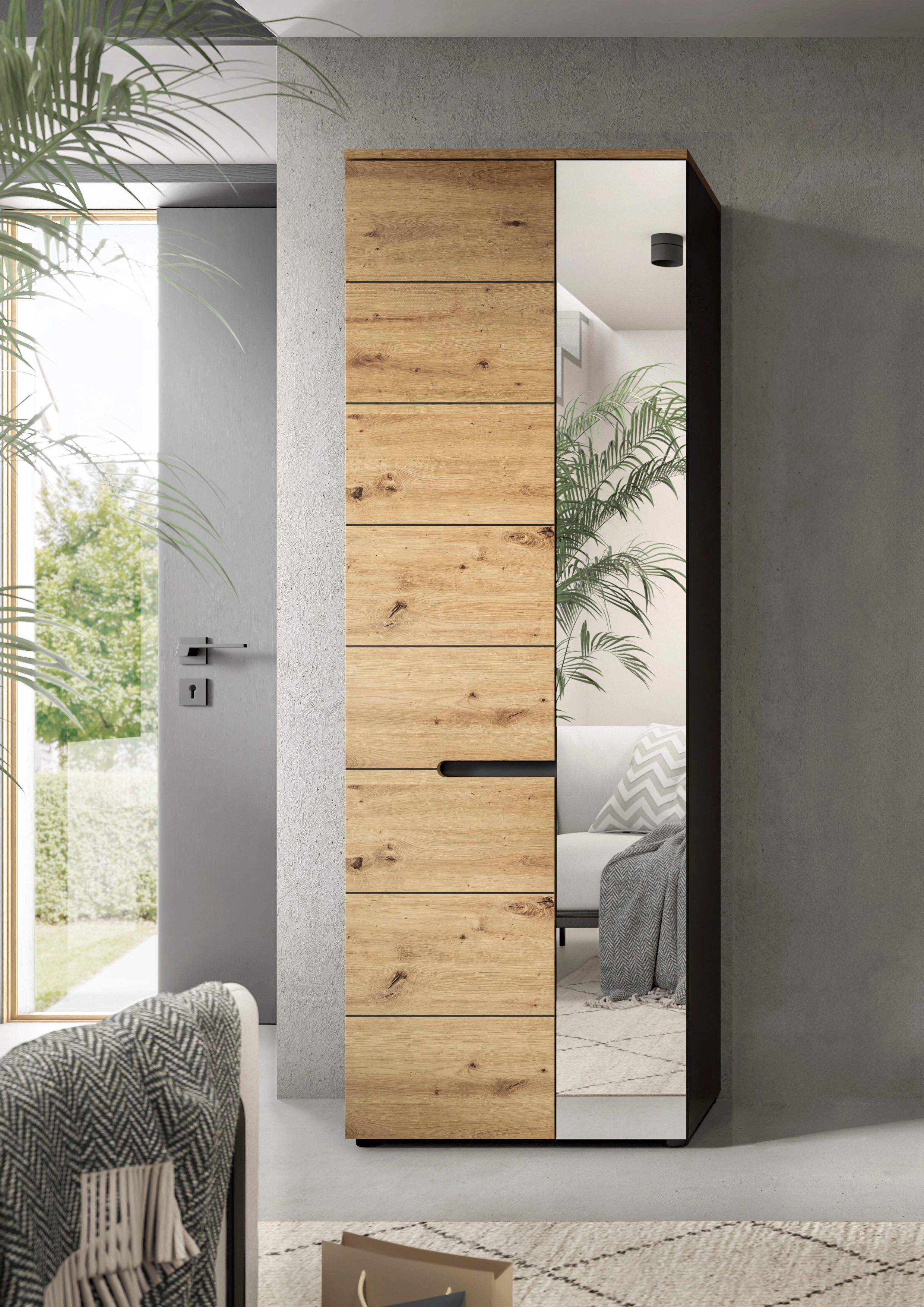 INOSIGN Garderobenschrank REHAT, TOPSELLER!, Höhe 190cm, 2 Türen, 6 Fächer, 1 Kleiderstange (1-St., in verschiedenen Farben erhältlich) Garderobe, Flurschrank, Dielenschrank, Kleiderschrank, Garderobenmöbel