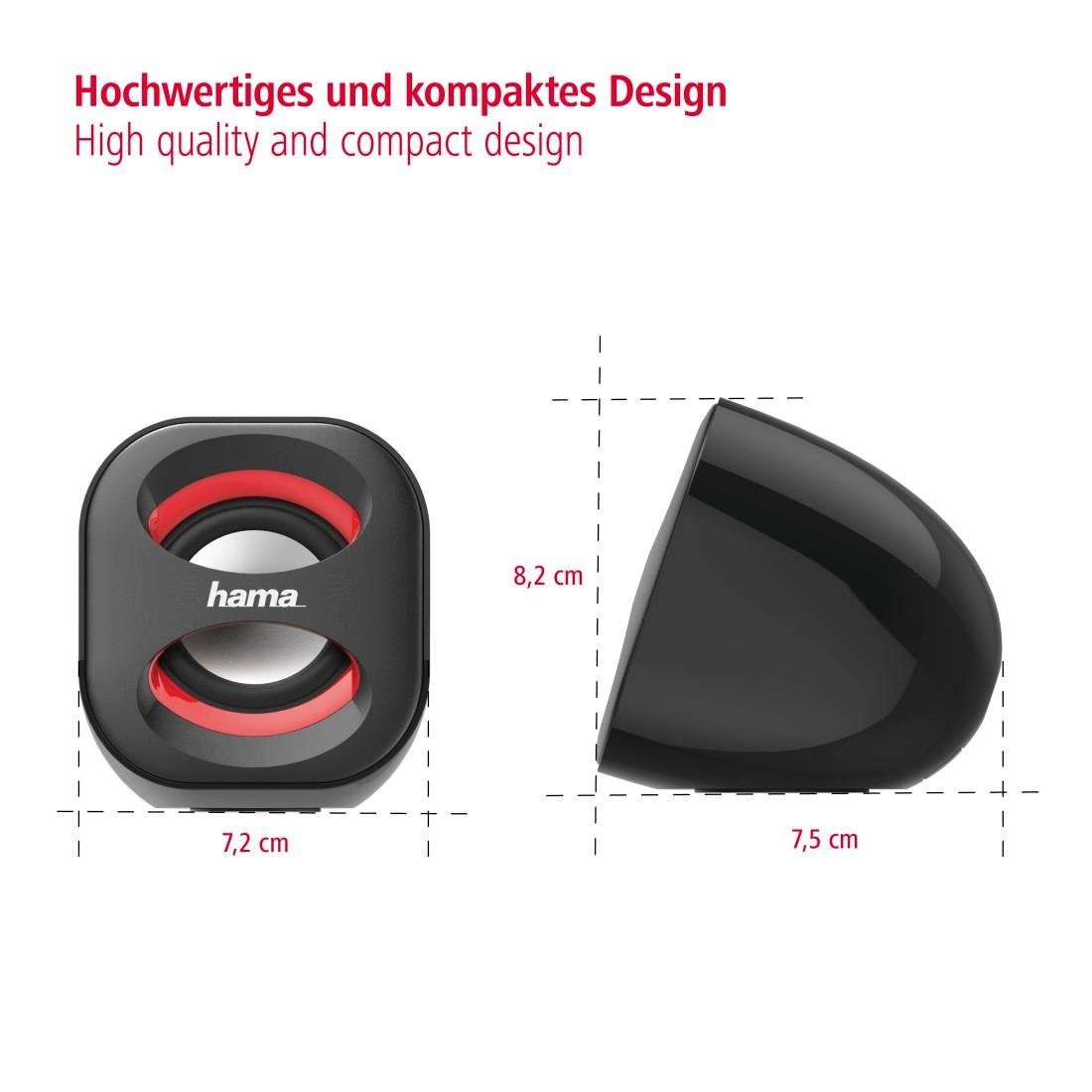 Hama Lautsprecher für PC Notebook Tablet- 3,5 mm Klinke USB 3.0 3 W aktiv PC-Lautsprecher