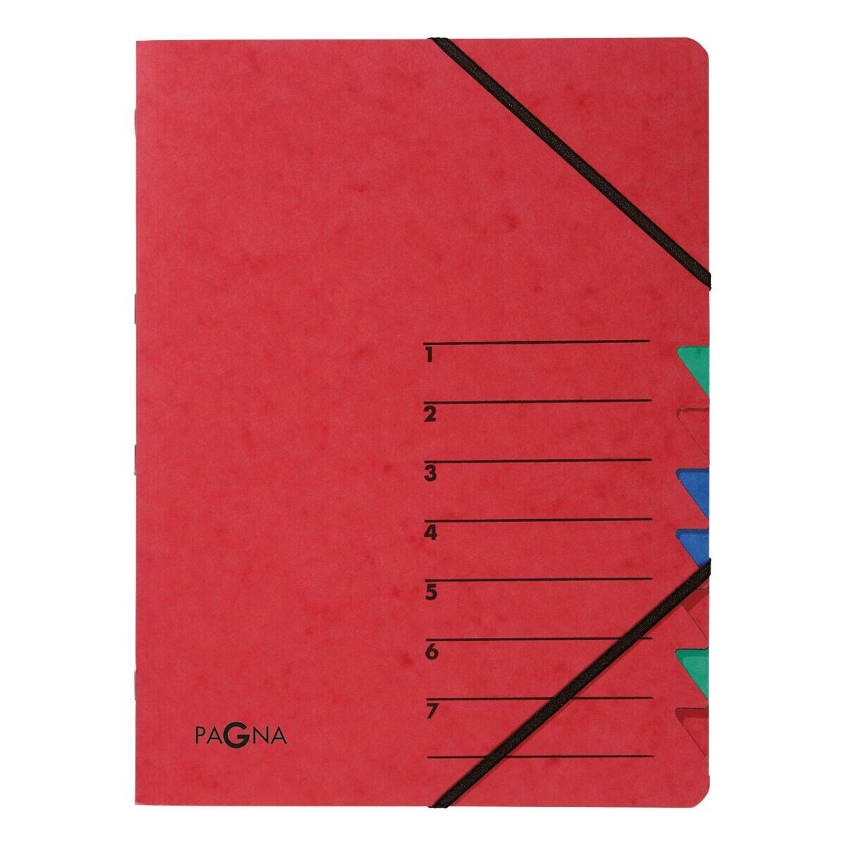 PAGNA Organisationsmappe Standard, Ordnungsmappe mit 7 Fächern, A4 rot