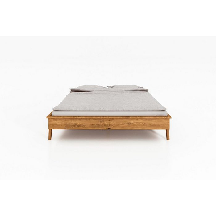 Natur24 Einzelbett Bett Jetro 3 aus Kernbuche massiv 140x200 cm ohne Kopfteil mit Holzbeinen