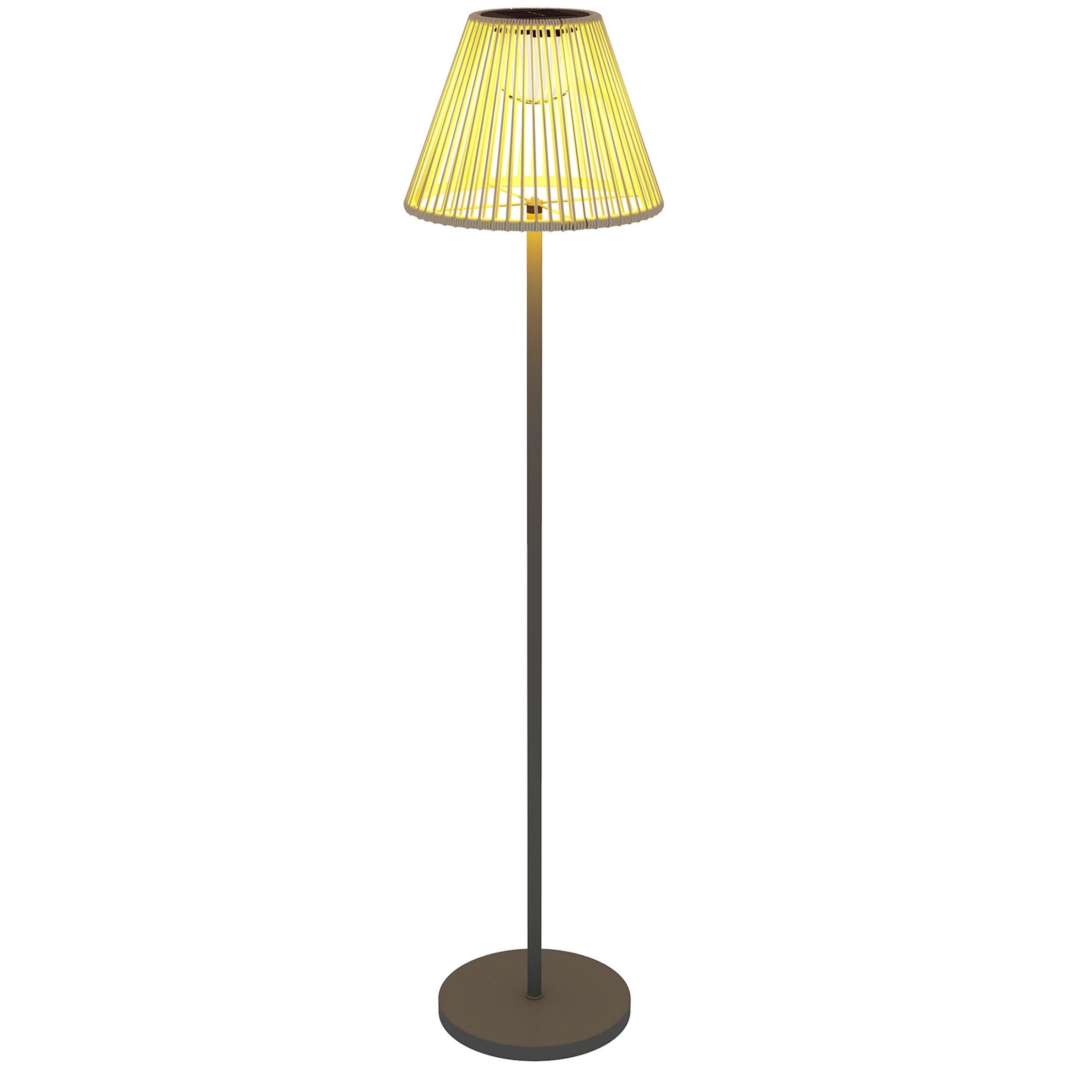 Blossom LED Außen-Stehlampe Solar-Stehlampe mit PE-Rattan-Lampenschirm, 25 LEDs, Lichtsensor, IP44, Boho-Stil, für Garten, Balkon und Terrasse, Ø33 × 135 cm 2500 K