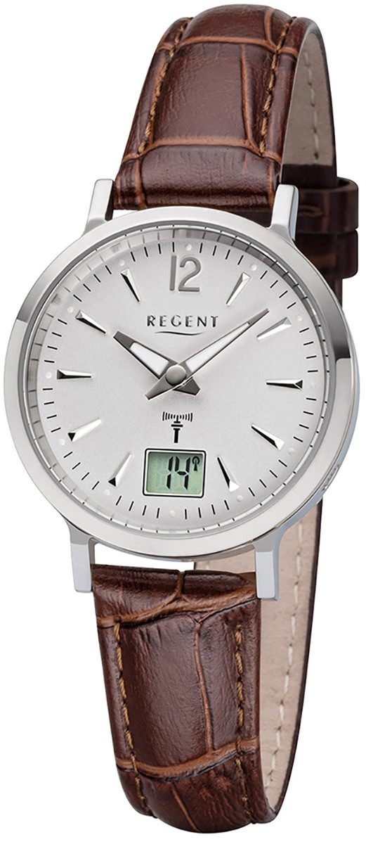 Funkuhr Regent Damen Uhr FR-256 Leder Funkwerk