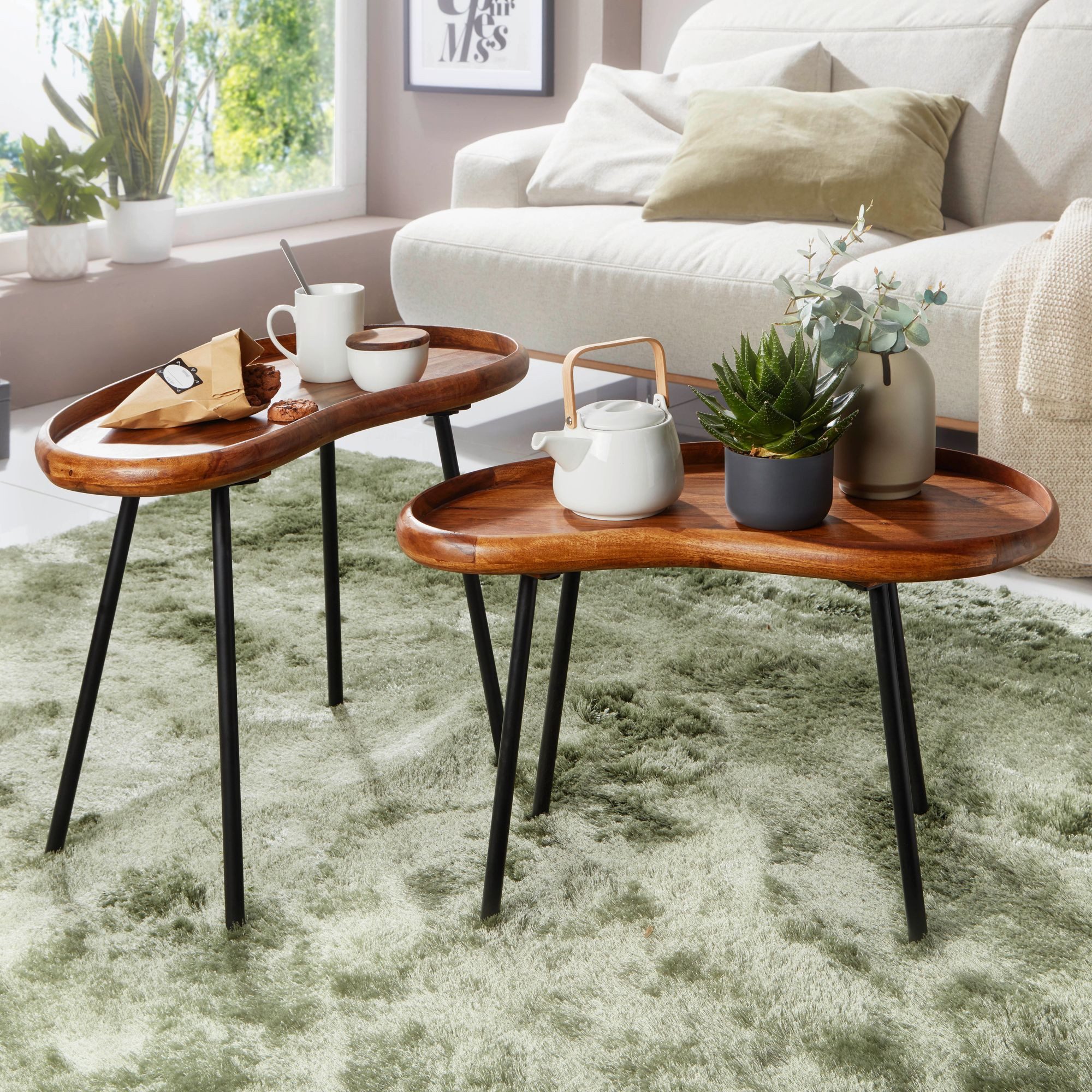 FINEBUY Satztisch FB52620 (Massivholz Metall, Couchtisch günstig online kaufen