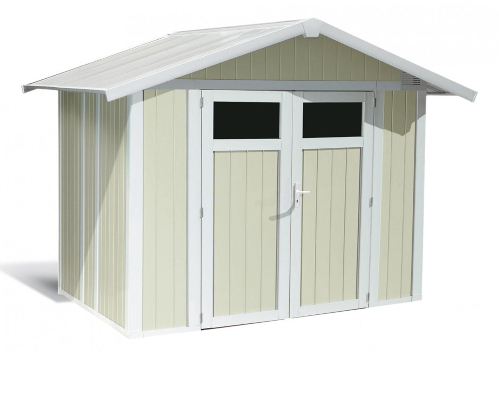 Grosfillex Gartenhaus Geräteschuppen Utility V4m² aus PVC Kunststoff, BxT: 242x162 cm, 2-türig, grau-grün, UV- und witterungsbeständig