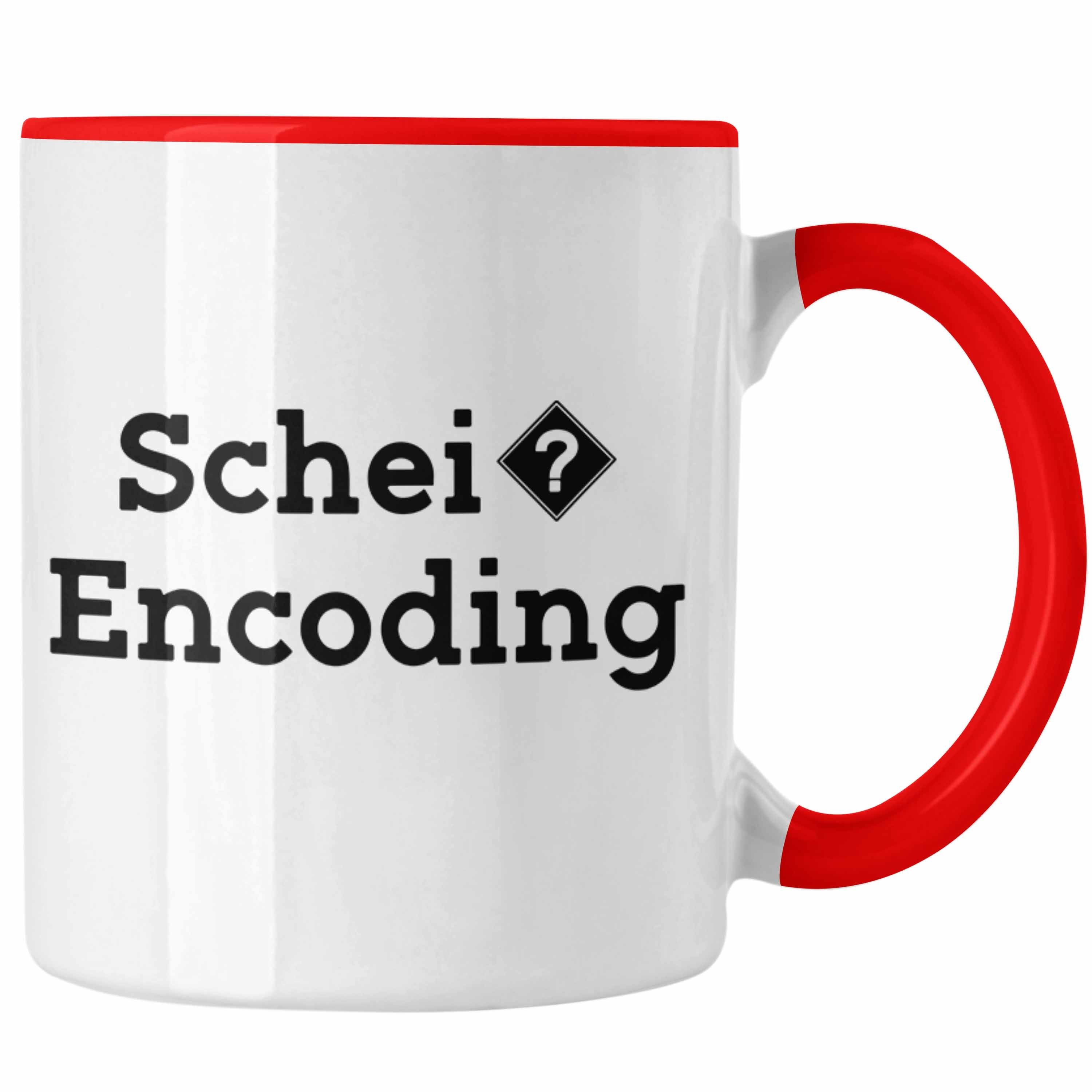 Trendation Tasse Coder Tasse Geschenk für Programmierer Softwareentwickler Nerds Gesch Rot