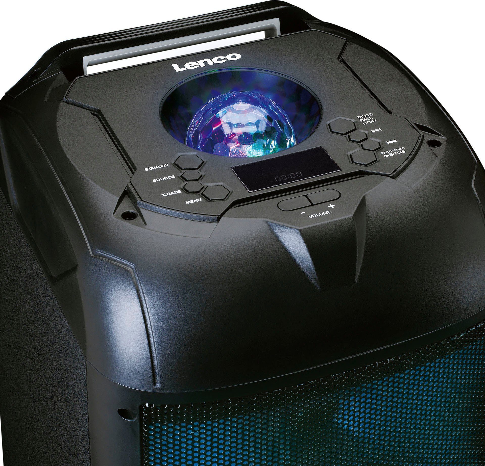 3.0 kompletter (Bluetooth, PA-260 - LED-Frontbeleuchtung 150 Party-Lautsprecher W) Lenco mit PA-Anlage