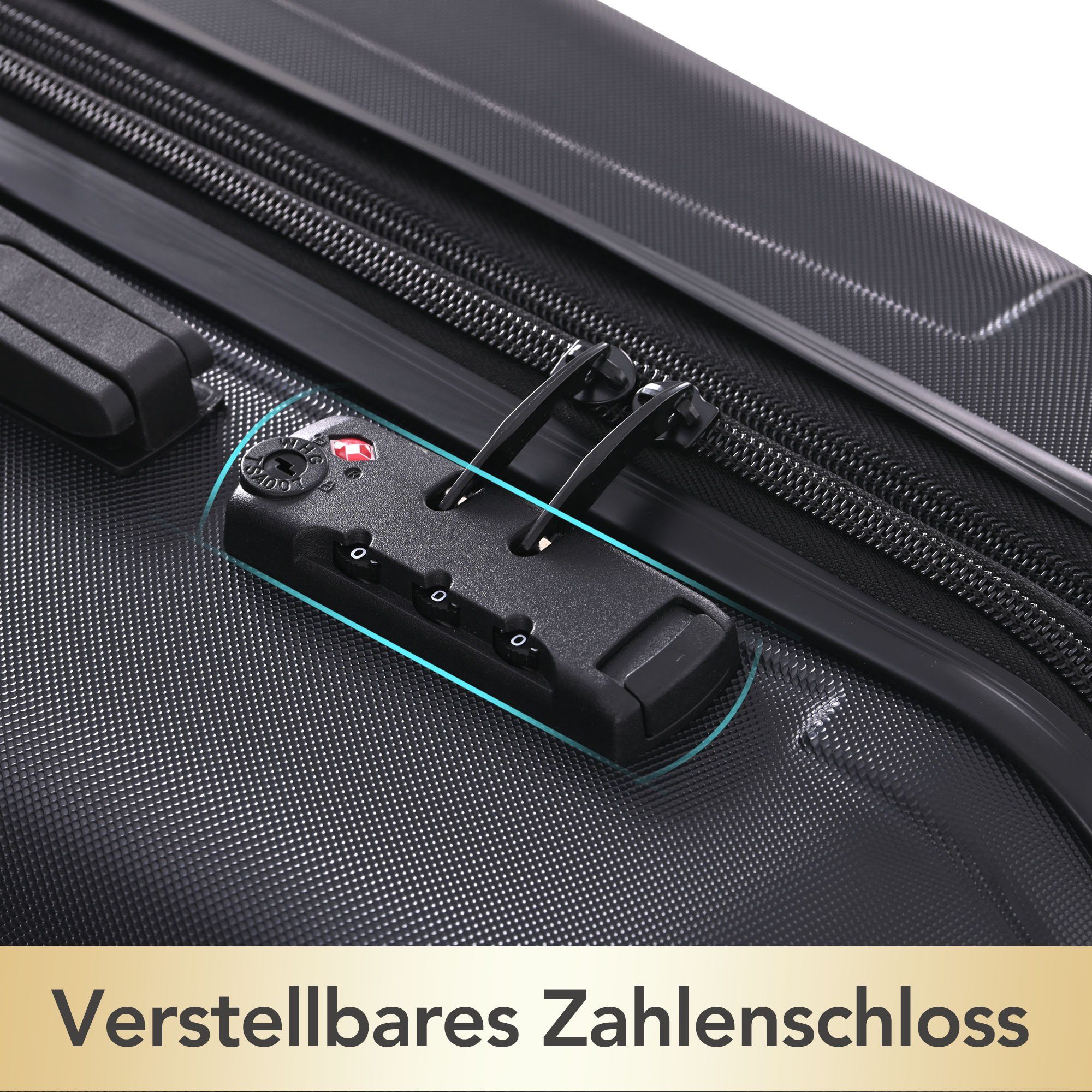 Rollen, Gepäck Doppelrollen 4 TSA-Zahlenschloss Reisekoffer Sweiko mit aus und Sets ABS Hartschalen-Trolley,