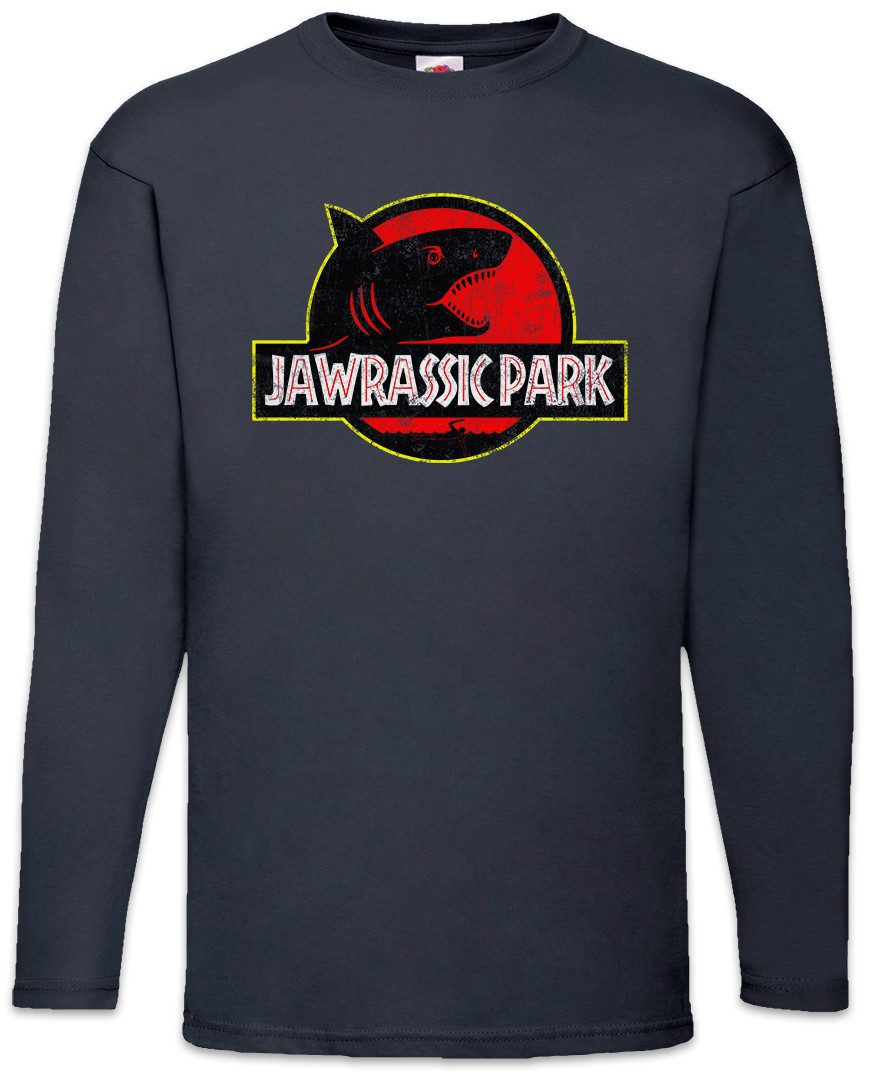 Langarmshirt Jawrassic Park Langarm T-Shirt Island Shark Plakat Weißer Hai White