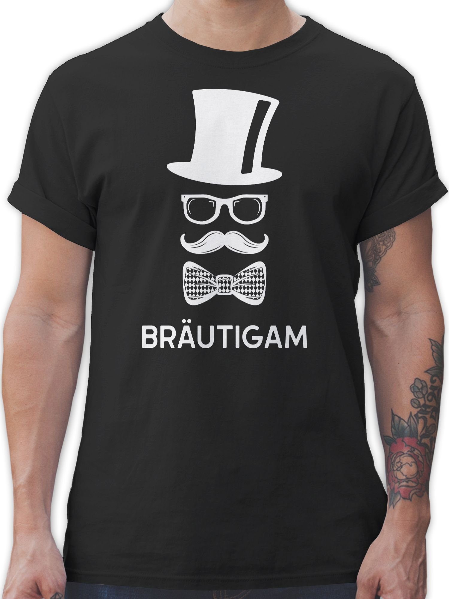 Schwarz JGA 01 Shirtracer T-Shirt Bräutigam Gentleman Männer