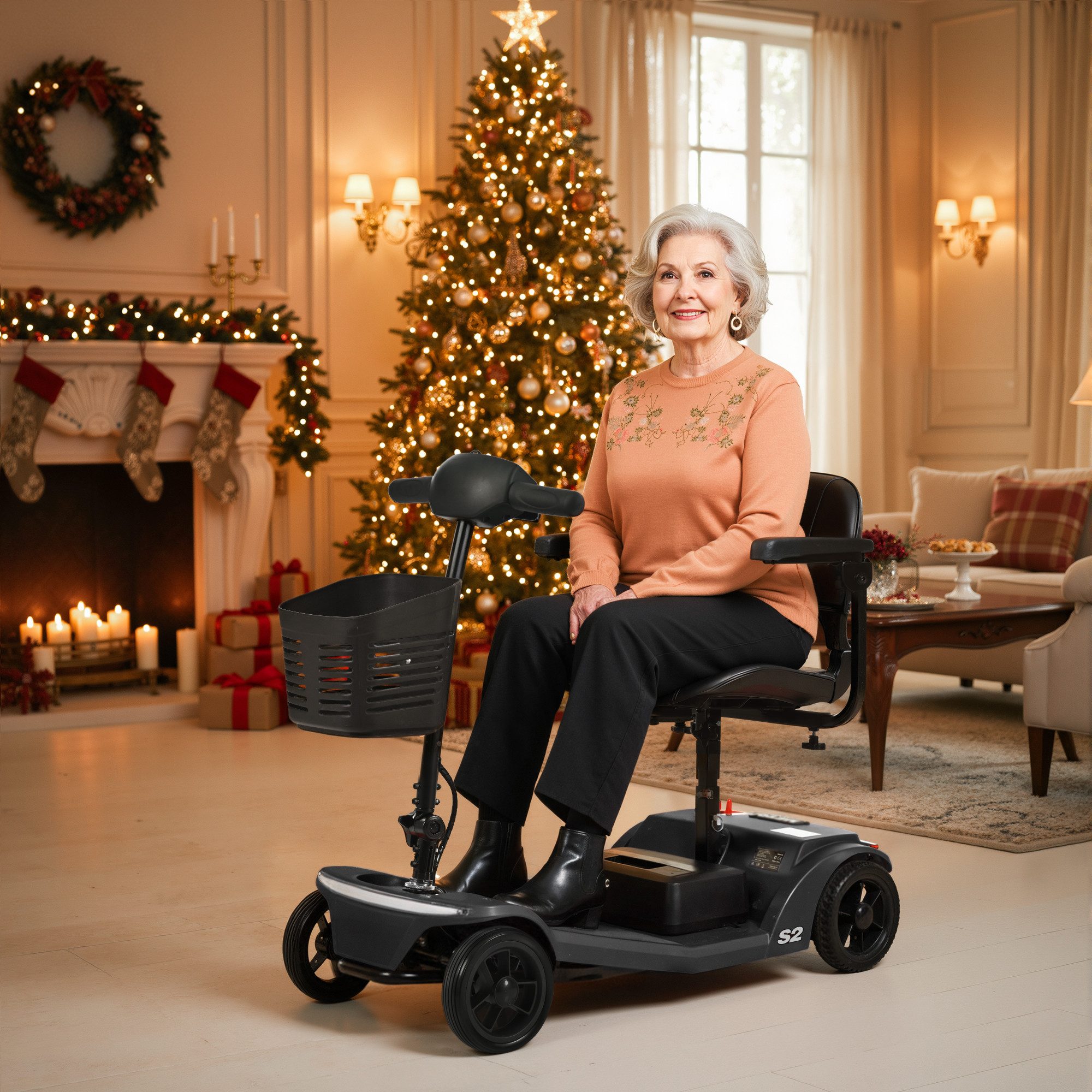 Vankel Elektromobil S2 schneller Aufbau senioren+elektromobil seniorenmobil,  Klappbarer Lenker, abnehmbarer Sitz, Freilaufmodus 