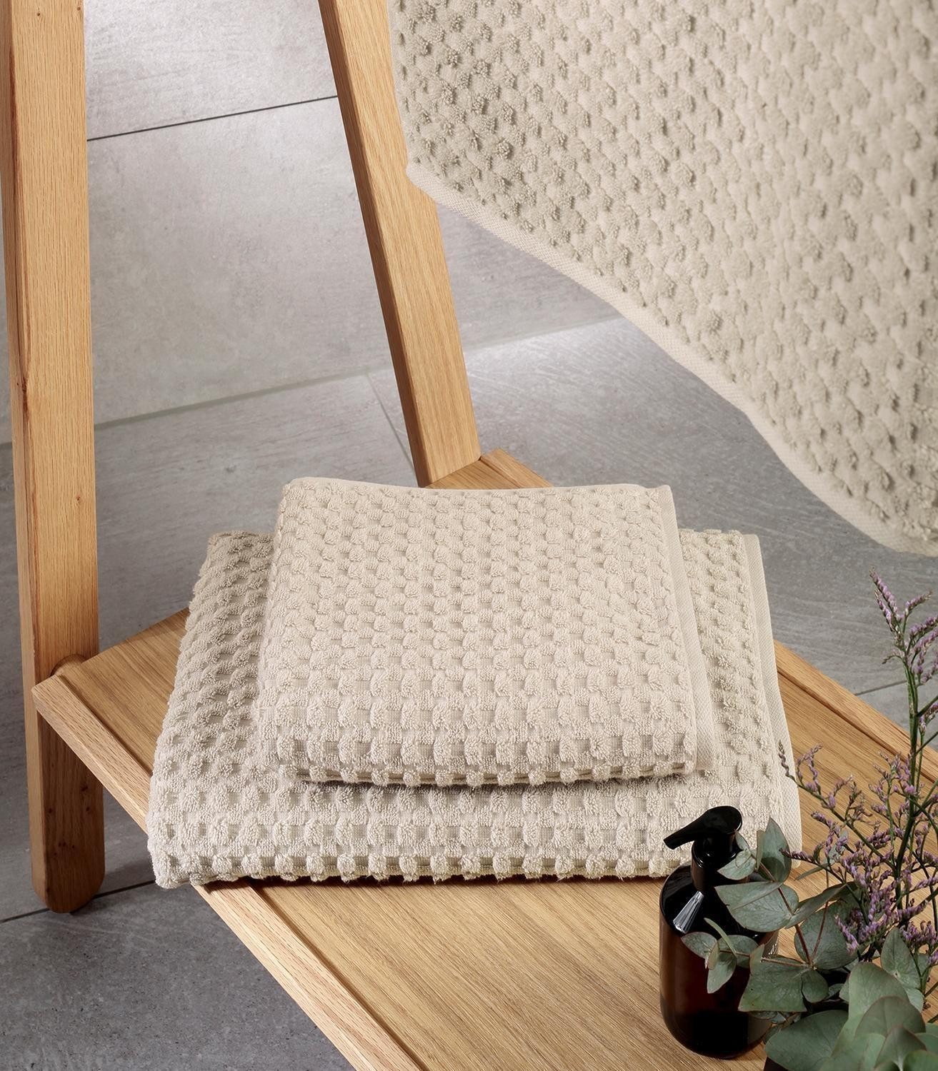 Cawö Duschtücher PURE ELEMENTS, Beige, Baumwolle (1-St), Made in Germany, B 80 x L 150 cm
