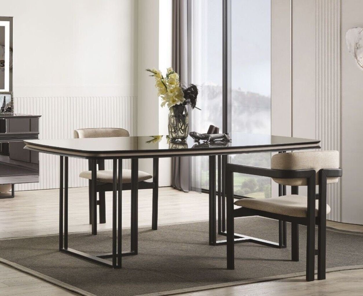 JVmoebel Esszimmer-Set Set für Esszimmer Esstisch und 4x Stuhle Moderner Stil Holz möbel, (5-St., 1x Esstisch + 4x Stühle), Made in Europa