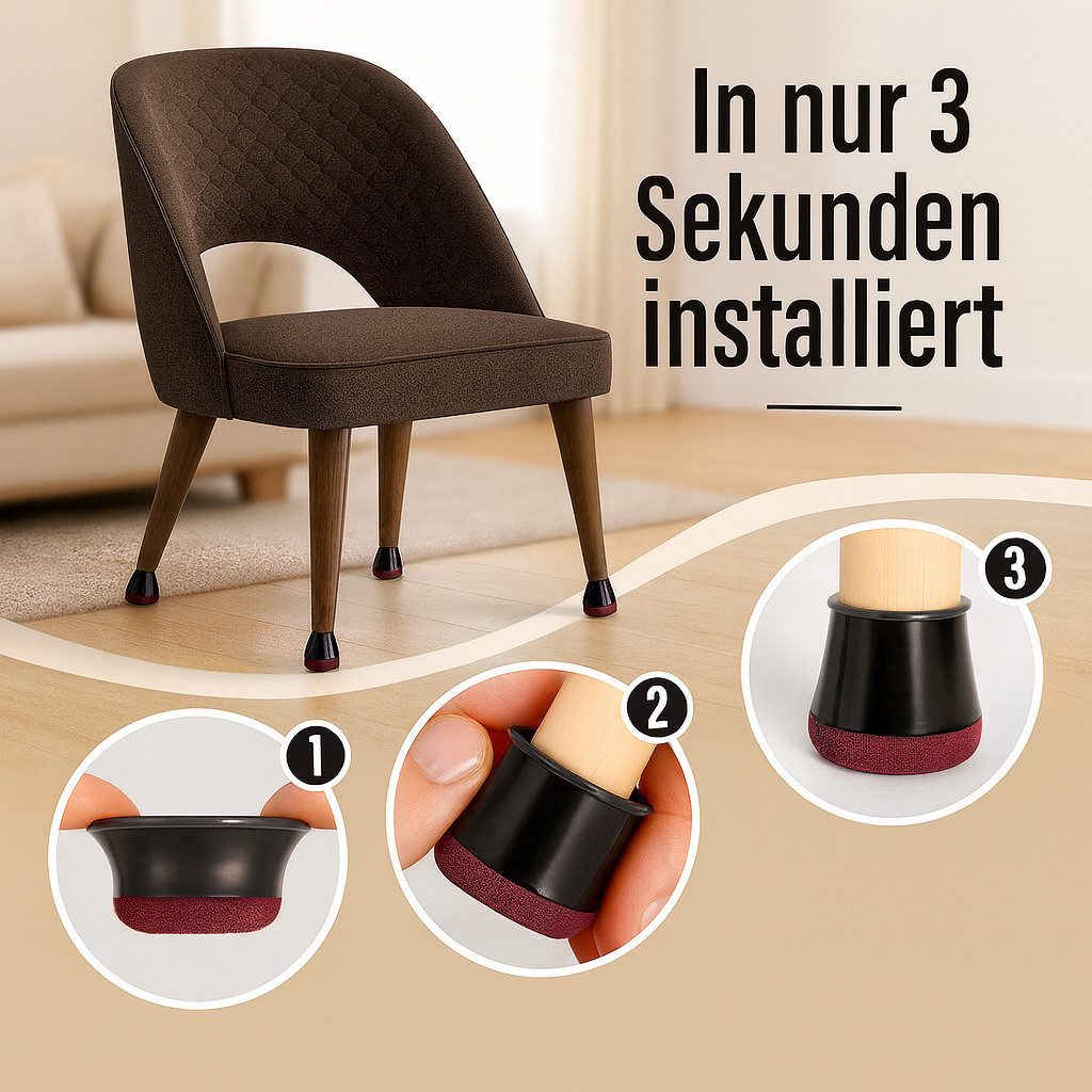 JASLIFE Stuhlbezug 24 Stück Stuhlbeinschoner Stuhlbeinkappen mit Filz, Stuhlgleiter Filz, Bodenschonend, rutschfest & leise ideal für Fliesen, Parkett, Laminat