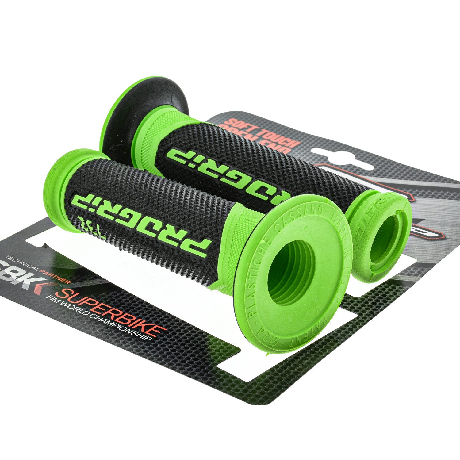 PROGRIP Fahrradlenkergriff Motorrad Gummi Lenkergriffe 732 Grün Schwarz Gummi 22mm 25mm (Paar), für Motorrad, Roller, Scooter, Quad, Cross