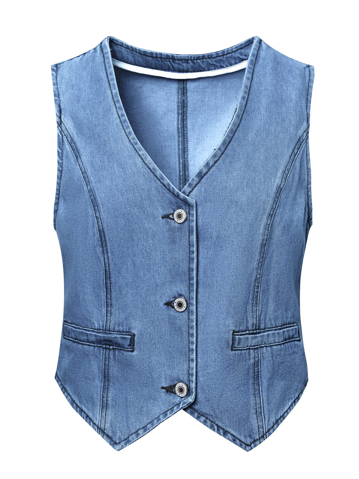 Imily Bela Jeansweste Damen Jeansjacke Weste (Packung, 1-tlg., 1per-Pack) mit Knöpfen – Bild 5 von 5