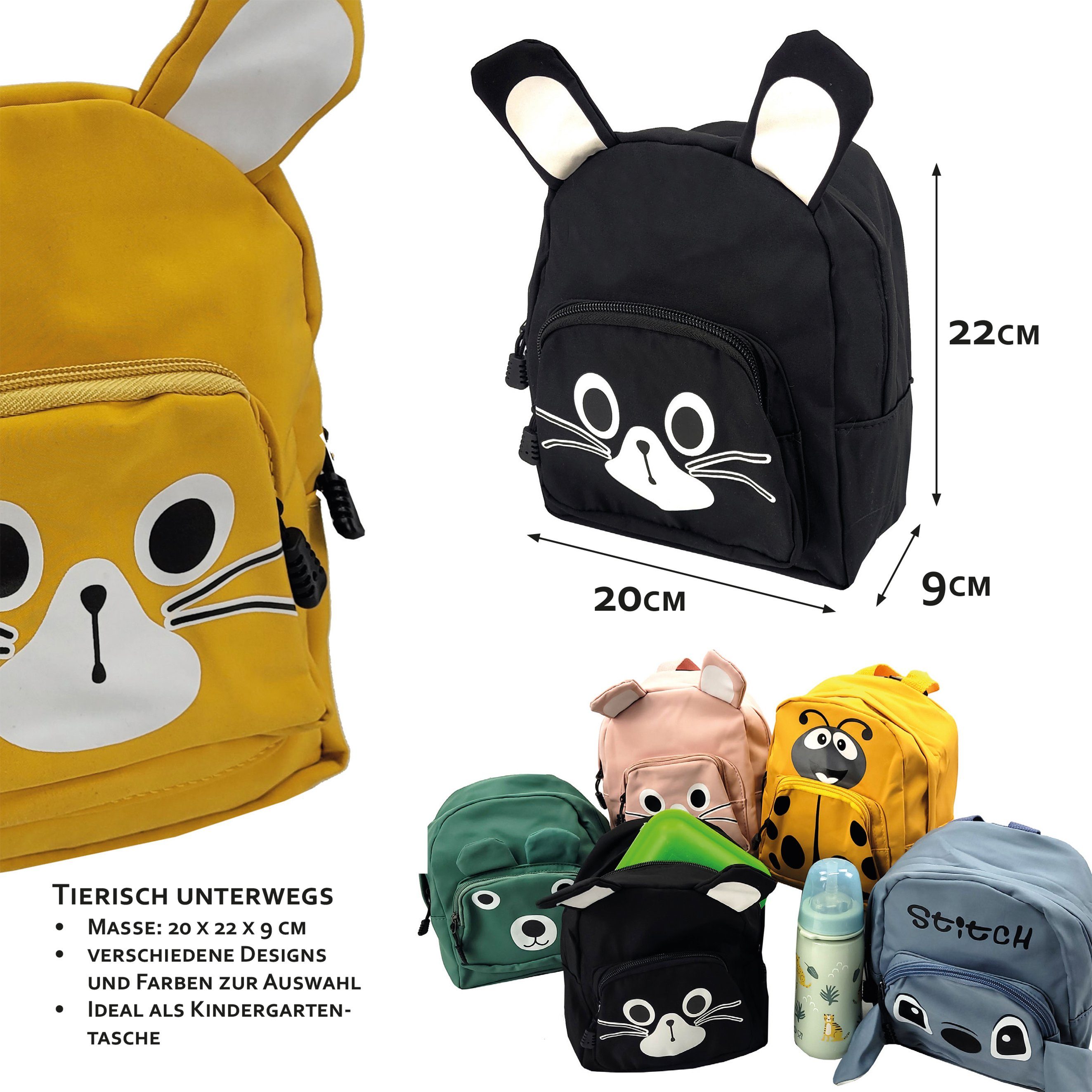 gelb Kinderrucksack Hase Bär kleiner Kindergarten, für by Hort, Kita, BambiniWelt Marienkäfer K. Kinderrucksack Rafael Krippe,