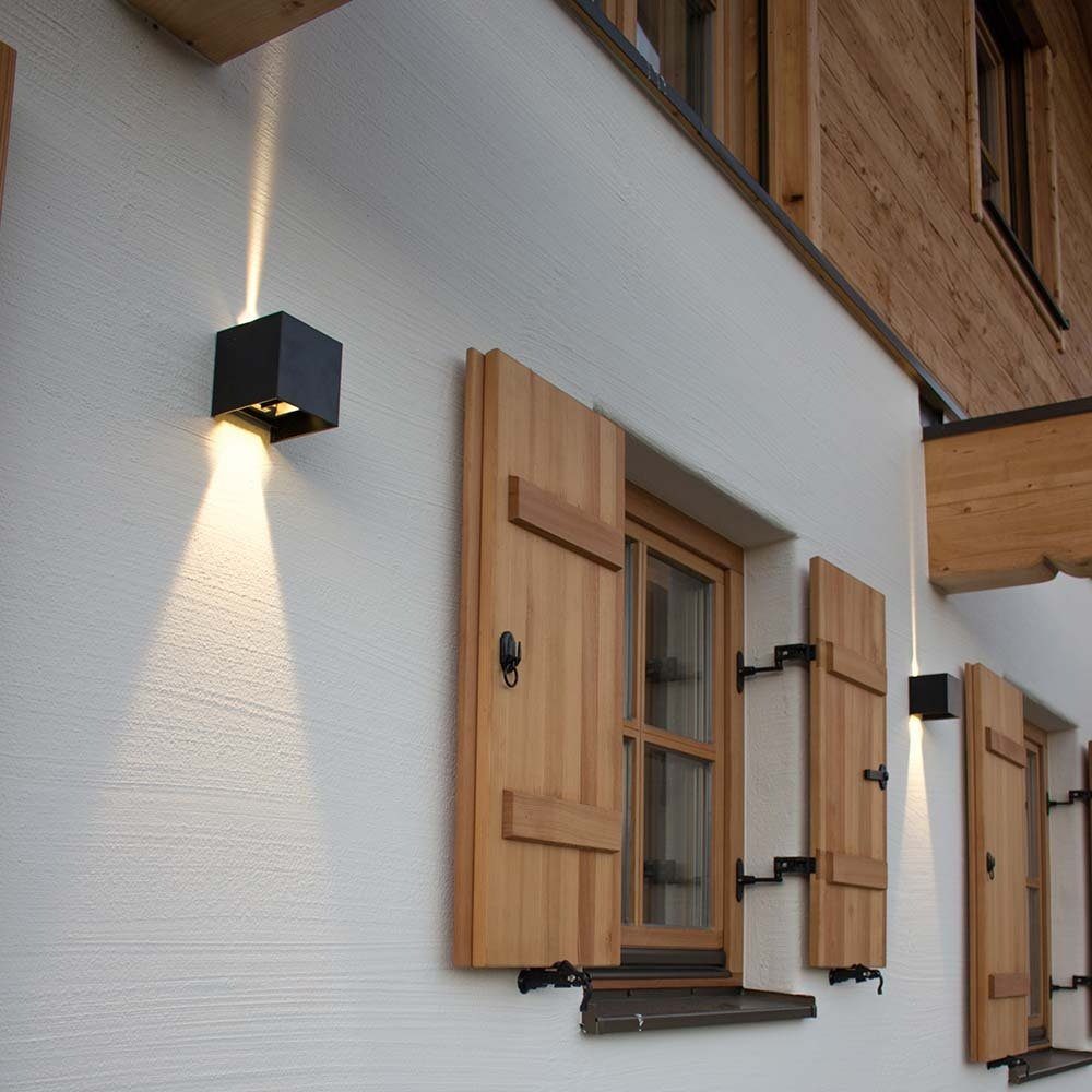 LED Warmweiß Ixa Holz, IP44 s.luce Außenwandleuchte Wandleuchte