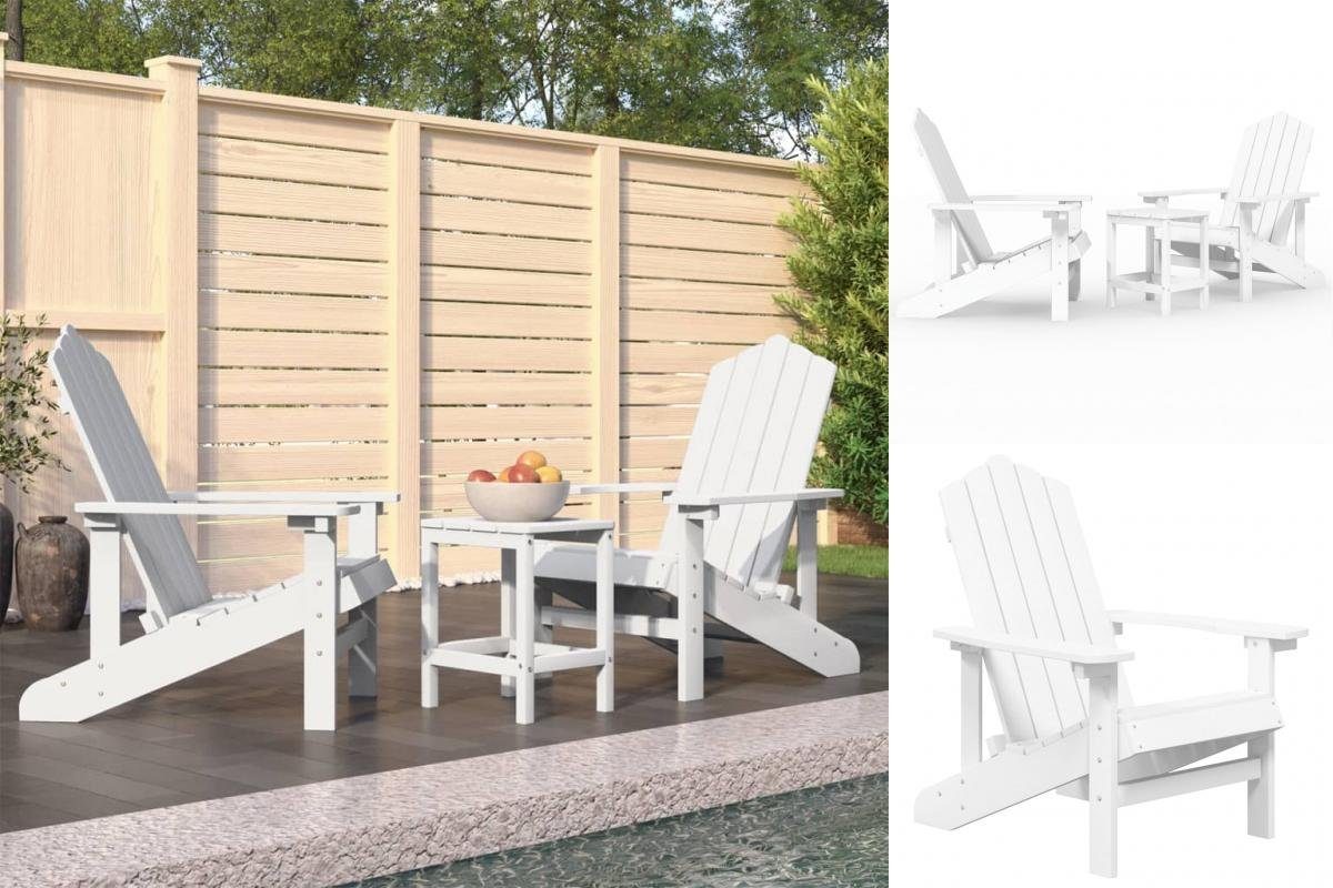 vidaXL Gartenstuhl Adirondack-Gartenstühle mit Tisch HDPE Weiß | Stühle
