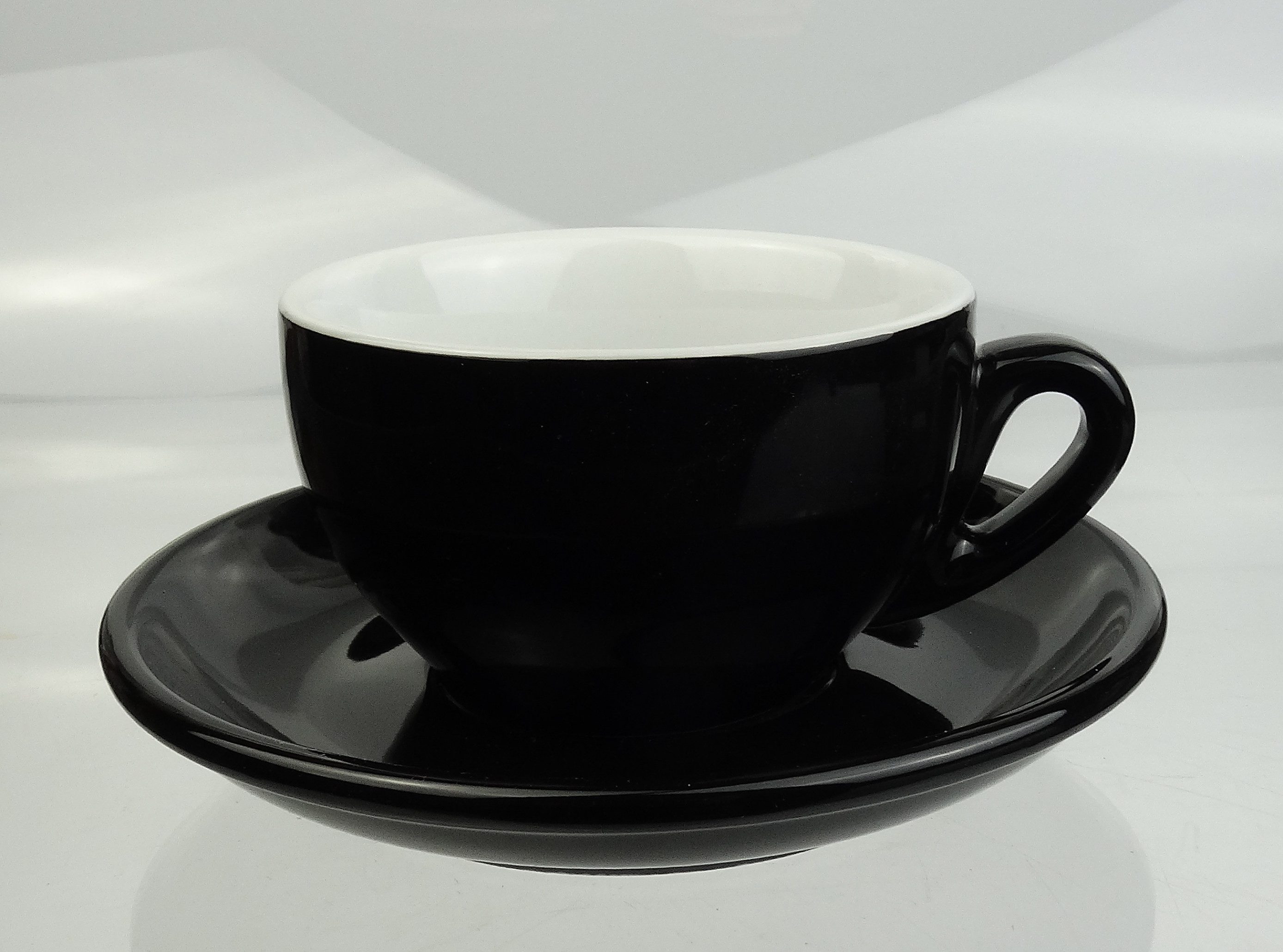 Nuova Point Cappuccinotasse dickwandig, schwarz, max 200 ml, 2-tlg., Porzellan