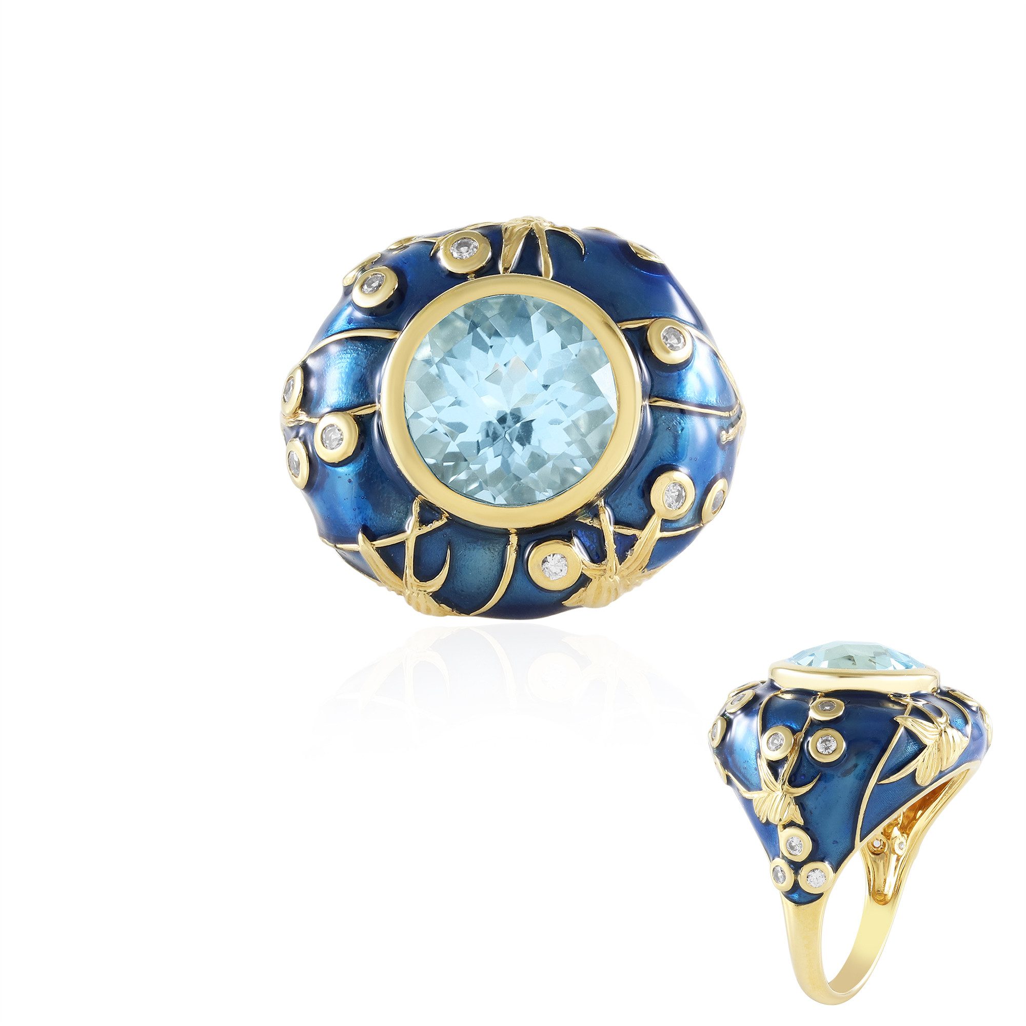 Cavill Silberring Himmelblauer Topas Goldplattierter Silberring (1-tlg)