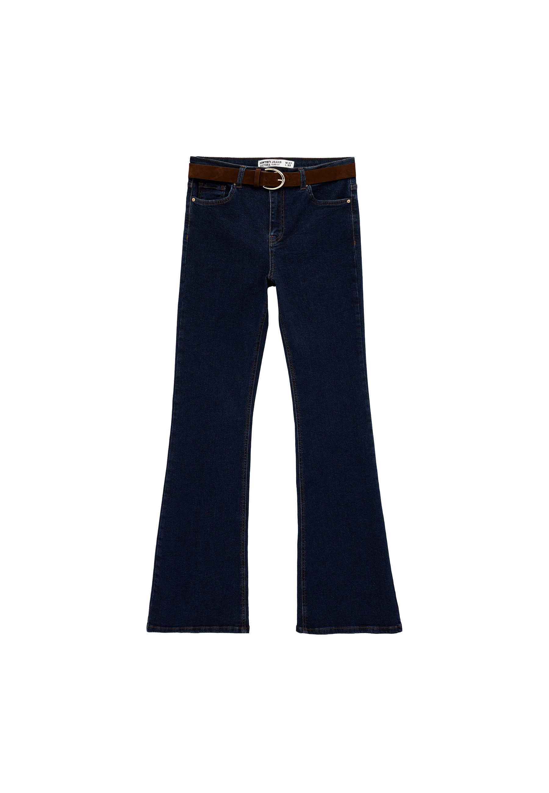 Koton 3/4-Jeans Normale Leibhöhe Flare Skinny-fit-Jeans