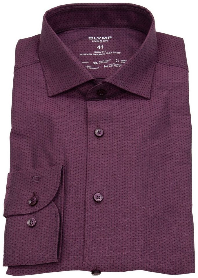 OLYMP Langarmhemd Level 5 stark tailliert Kentkragen Kontrastknöpfe, bequem  wie ein T-Shirt, stilvoll wie ein Hemd