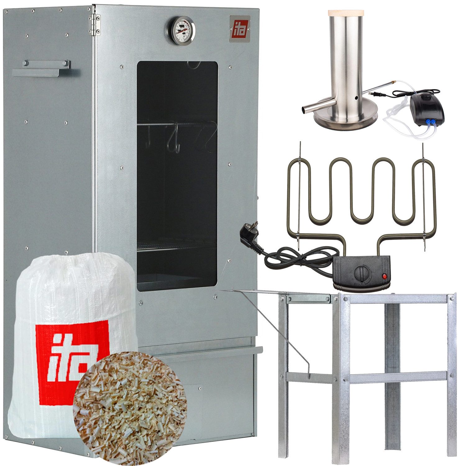 ITA Räucherofen Räucherofen 7000 - Premium Räucherschrank mit 3 Etagen, 1-St., Smoker mit Heizspirale & Räuchertisch und Rauchgenerator