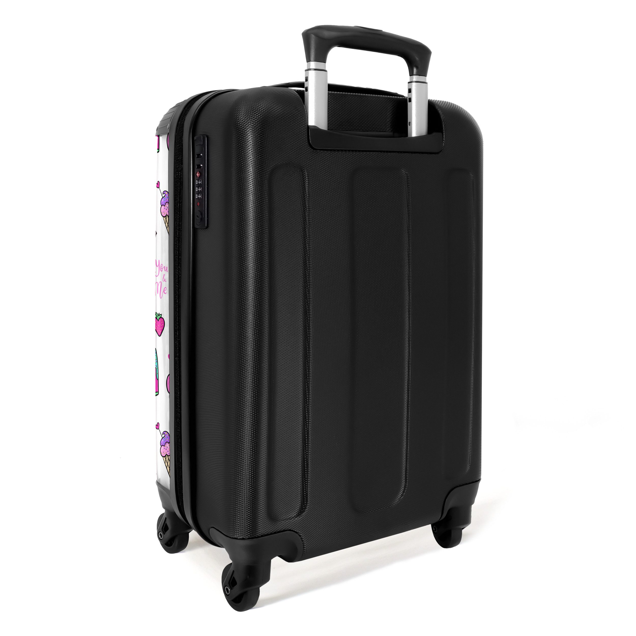 NoBoringSuitcases.com© Kinderkoffer Mädchen - Liebe - Eis - Muster - Mädchen - Kinder - Kind - Kind 55x35x, 4 Rollen, Handgepäck-Koffer, Kinderkoffer, Reisekoffer Mädchen