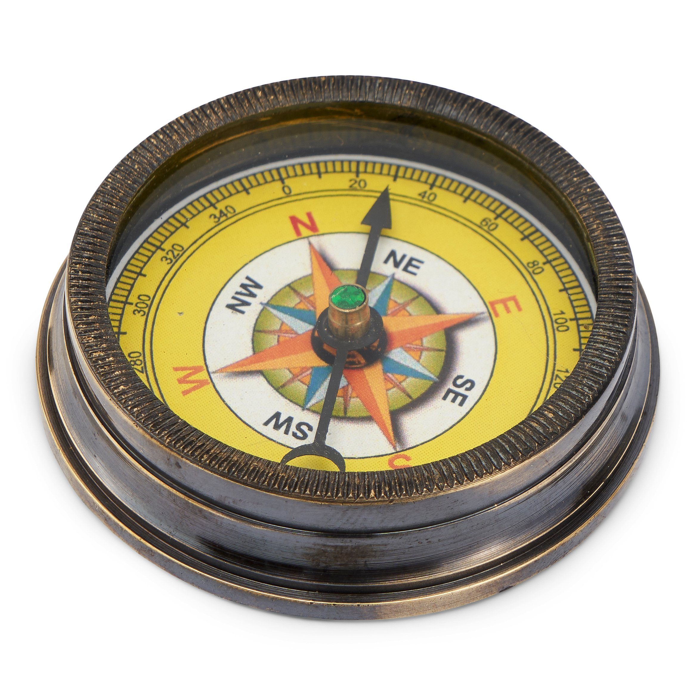 NKlaus Kompass aus Messing (Messing maritimes antik Richtungsan Peilkompass Navigationsgerät 5,5cm antik) Taschenkompass
