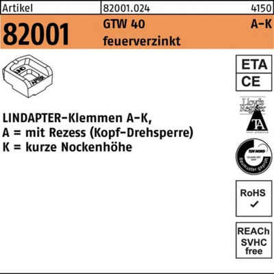 Lindapter Klemmen 100er Pack Klemmen R 82001 GTW 40 KM 12/4,5 feuerverz. 1 Stück LINDAP