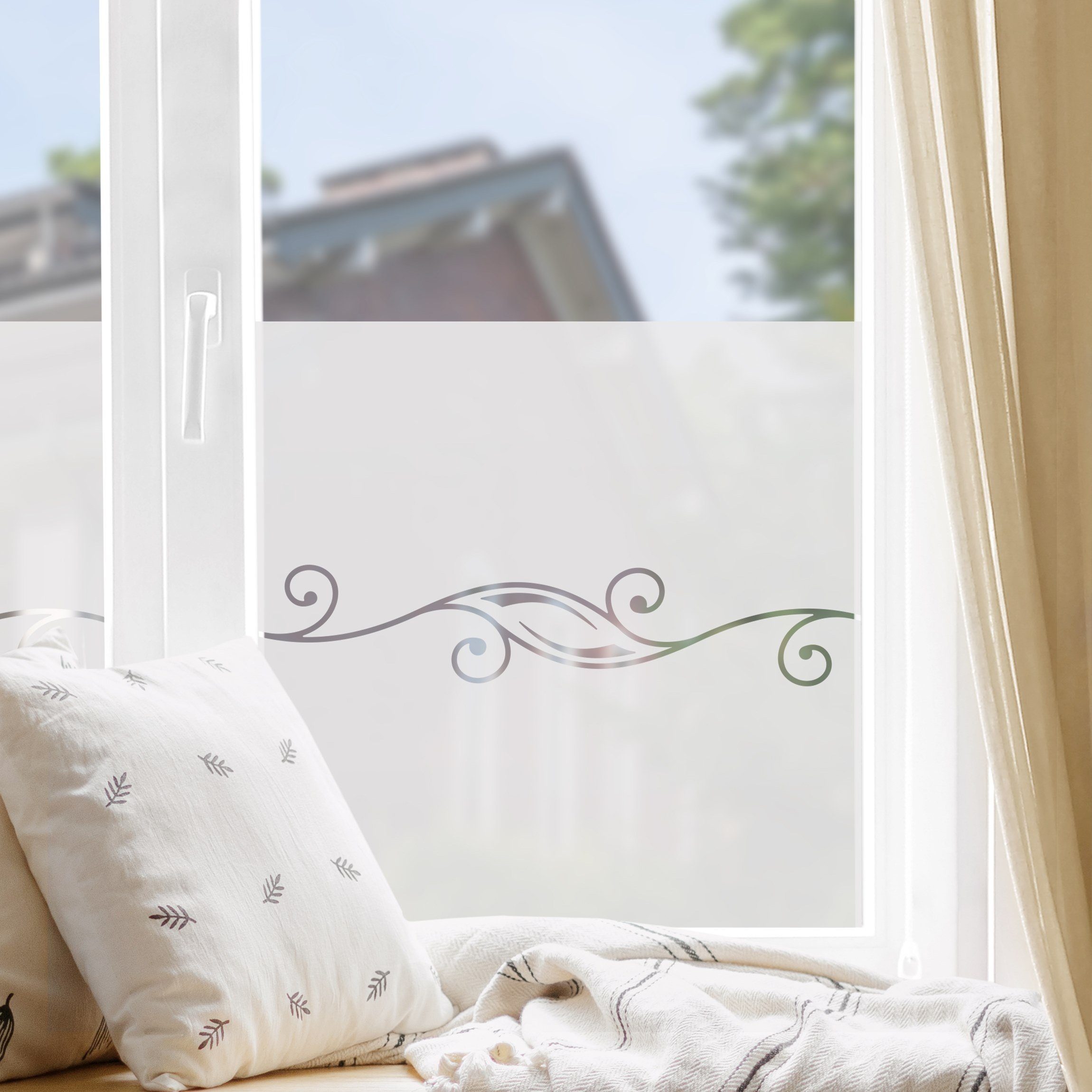 Bilderdepot24 Fensterfolie statisch haftend Motiv Fensterdeko Ornament II Muster, blickdicht, Innen Fenster Tür Balkontür Küche Badezimmer Wohnzimmer Schlafzimmer