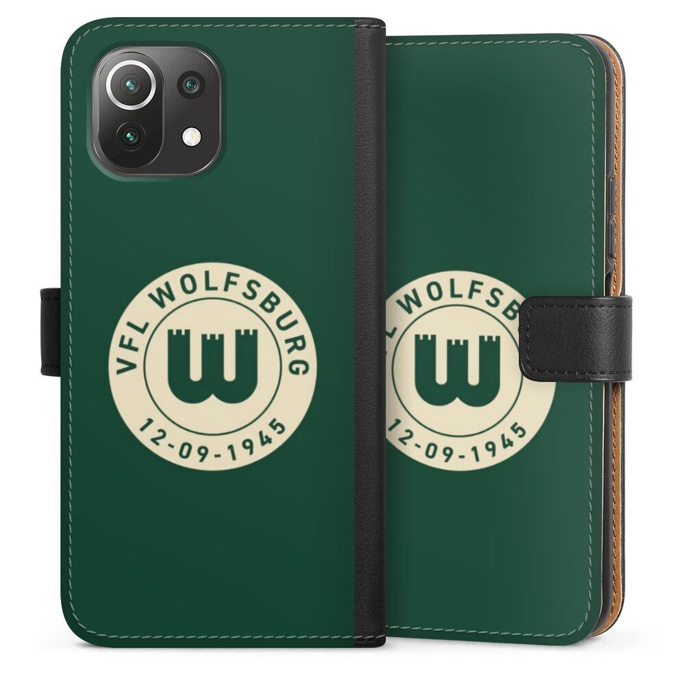 DeinDesign Handyhülle VfL Wolfsburg 80 Jahre Offizielles Lizenzprodukt, Xiaomi Mi 11 Lite 5G Hülle Flip Case Klapphülle Handytasche Leder