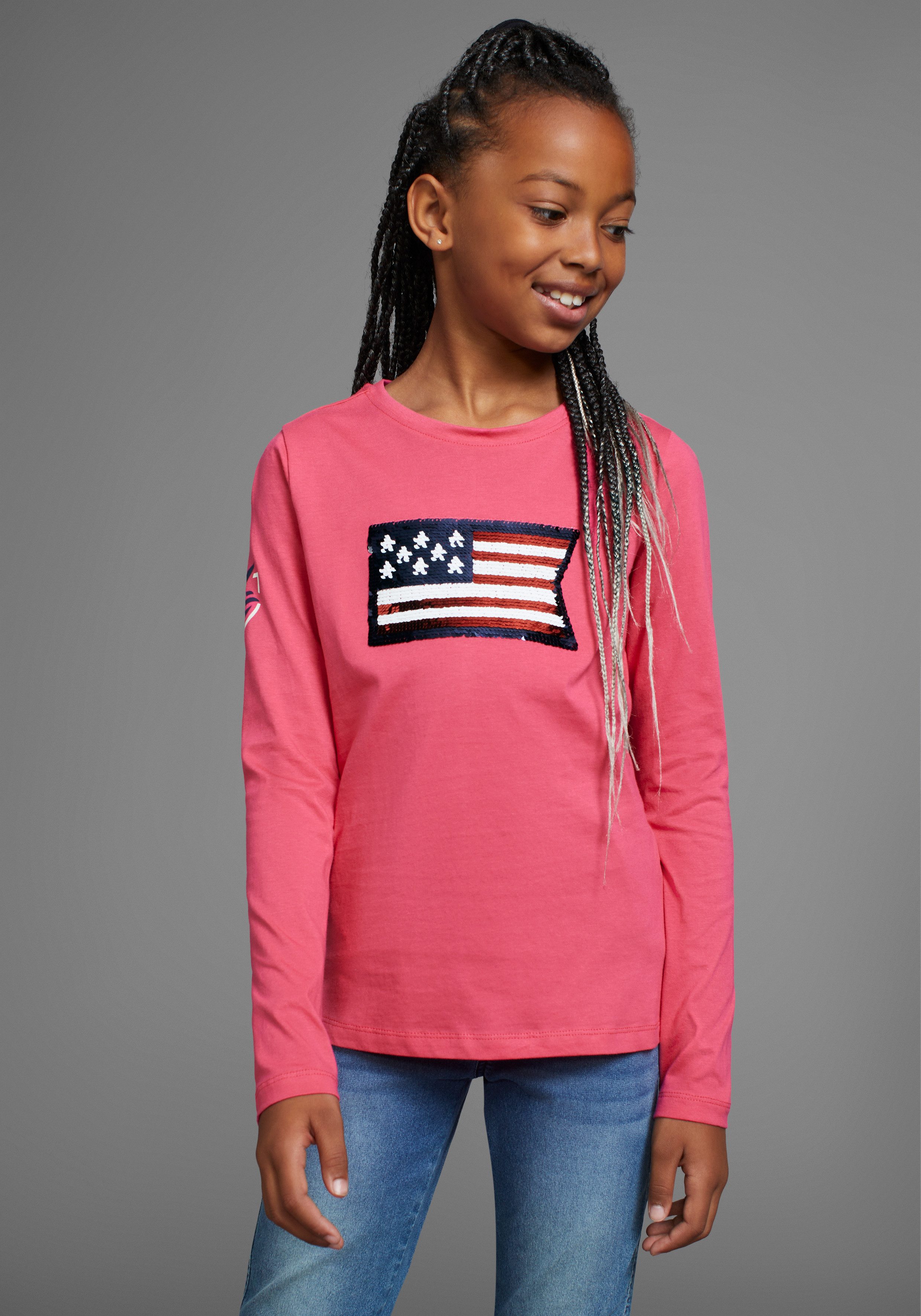 DELMAO Langarmshirt Mit Wendepailletten, Pailletten in günstig online kaufen