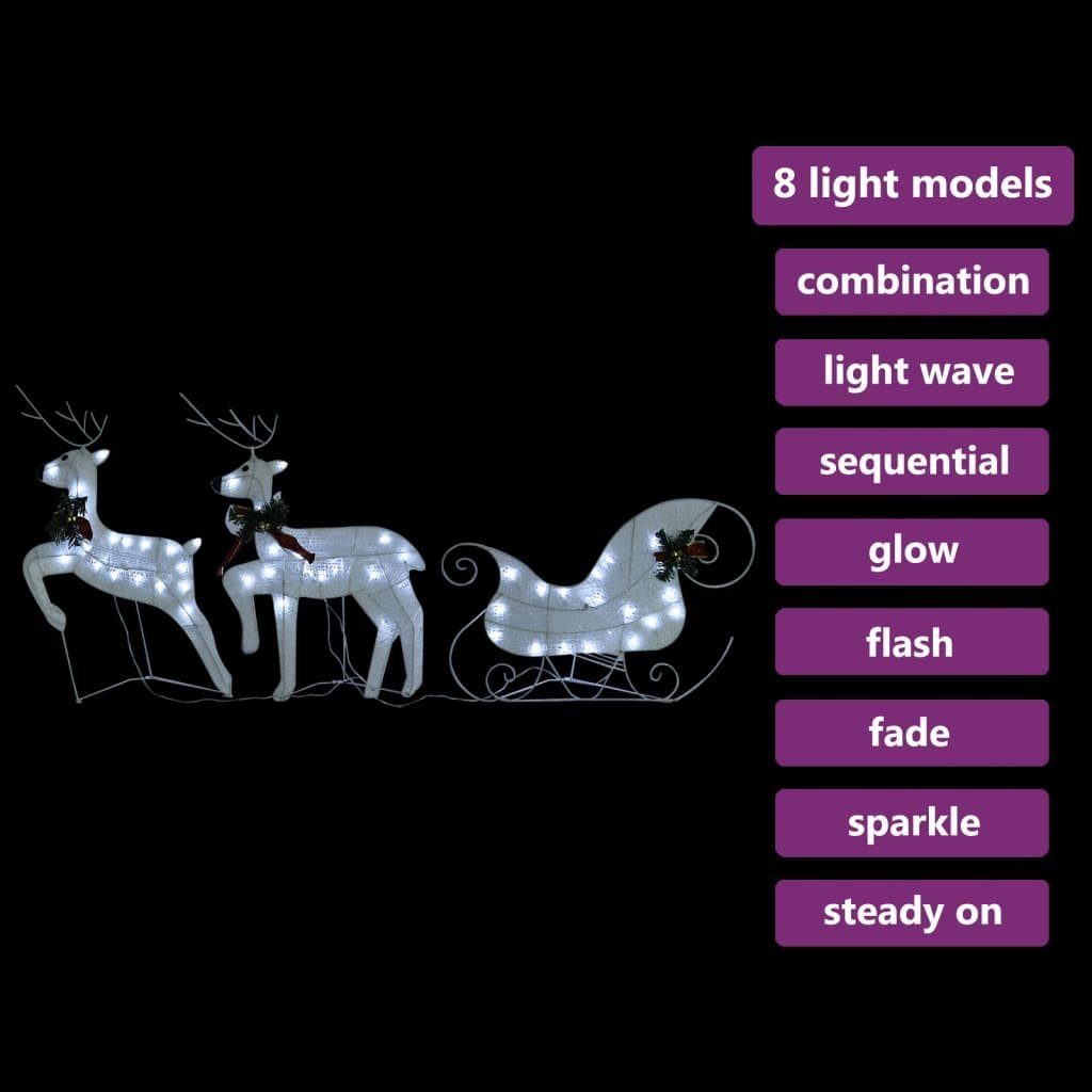 Dekolicht Rentiere LEDs 140 Weiß Schlitten vidaXL Weihnachtsdekoration Outdoor