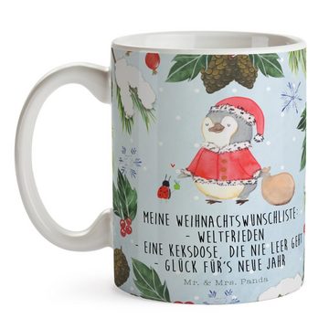 Mr. & Mrs. Panda Tasse Pinguin Nikolaus - Weiß - Geschenk, Weihnachten, Teetasse, Büro Tasse, Keramik, Herzberührende Designs