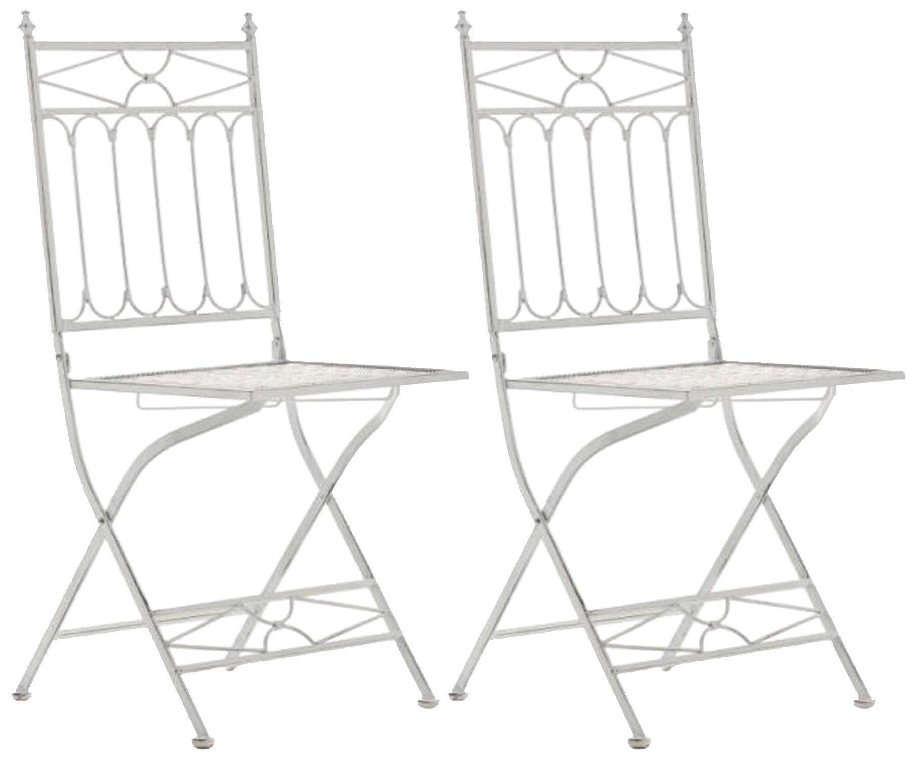 TPFLiving Gartenstuhl Asiri 2er Set - Klappstühle für den Garten - Farbe: (Hochwertiger und stabiler Metallstuhl aus handgefertigtem Eisen, 1 St), Balkonstuhl, Terrassenstuhl - Maße (TxBxH): 43 x 40 x 95cm antik weiß
