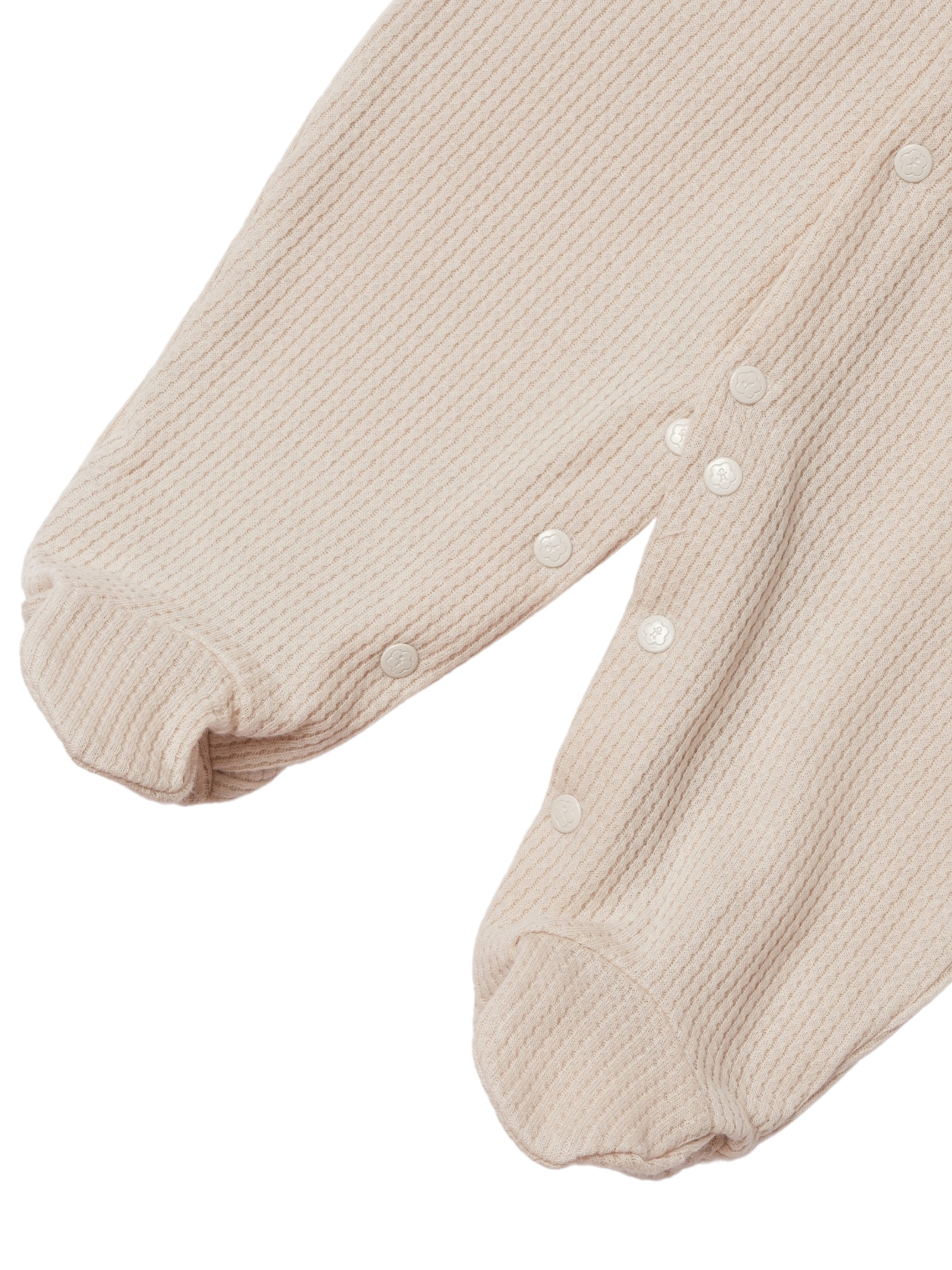 biorganic Strampler Baby Waffle Smile mit Fuß für Jungen und Mädchen Unisex Langarm (1-tlg) geknöpft, 100% Bio-Baumwolle, Waffelstruktur